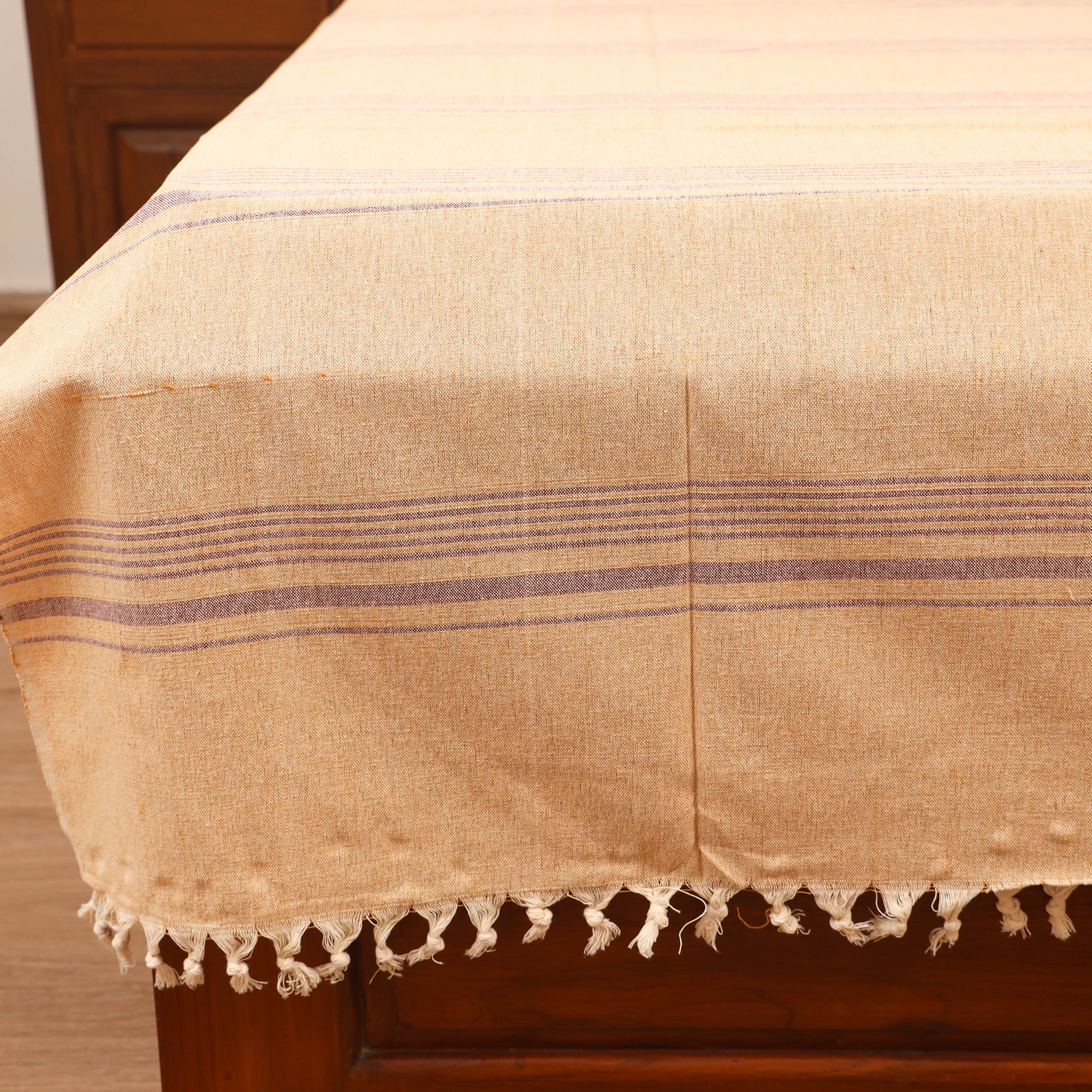 Peach - Bijnor Pure Handloom Cotton Single Bed Sheet (90 x 60 in) 88 - Image 3