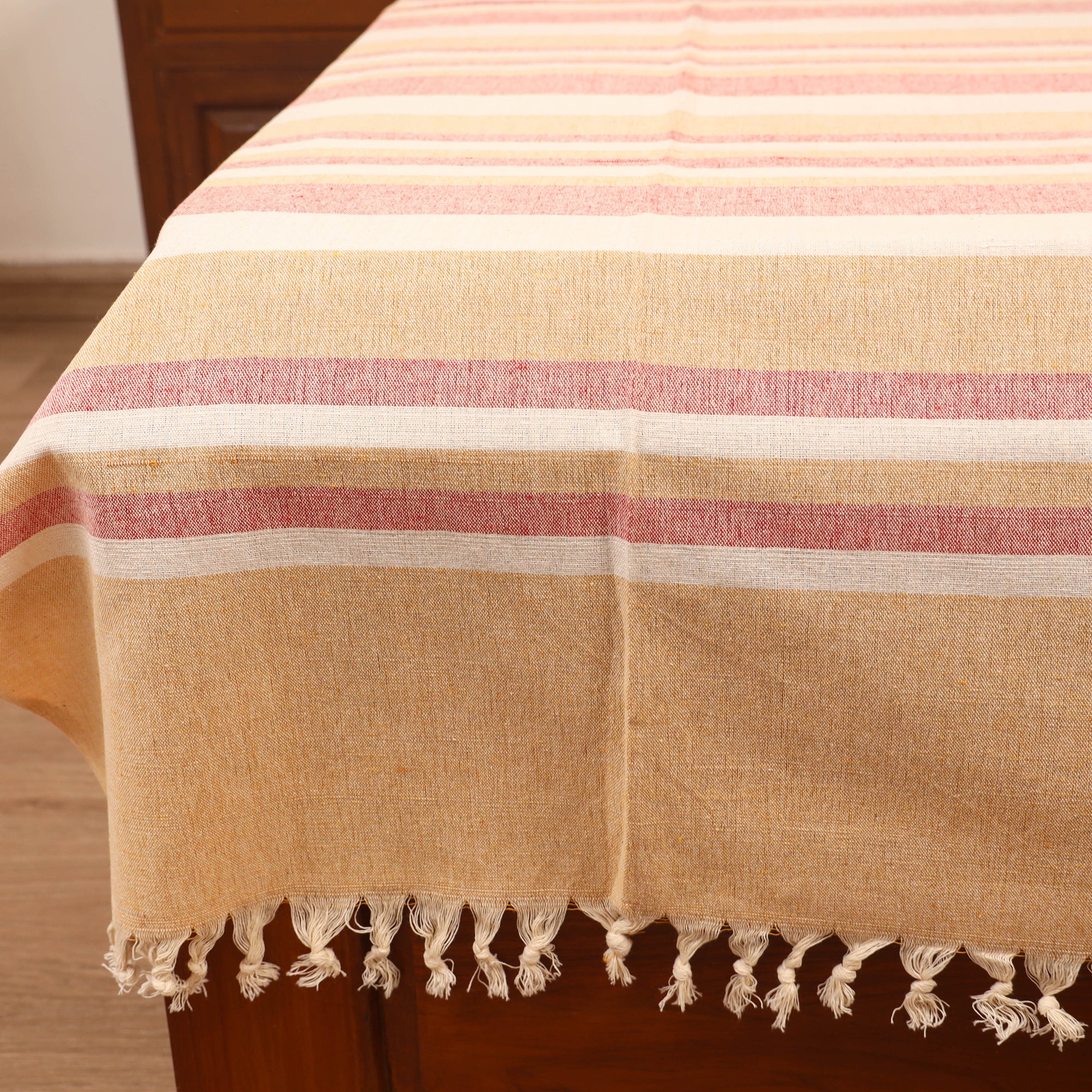 Peach - Bijnor Pure Handloom Cotton Single Bed Sheet (90 x 60 in) 94 - Image 3
