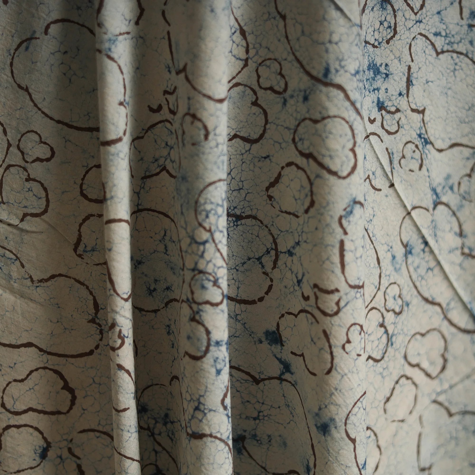 Bindaas Hand Block Art Print Natural Dyed Cotton Fabric - Cloudy Sky - Image 3