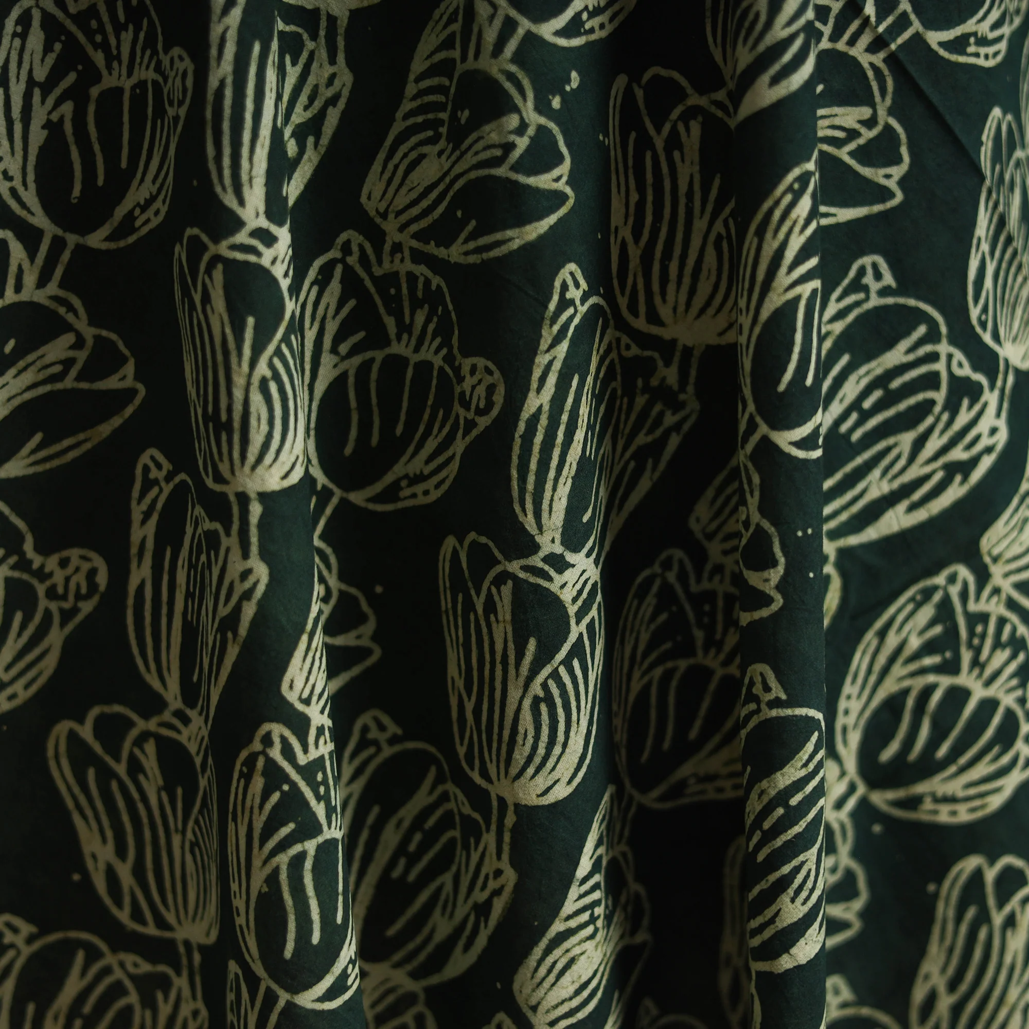 Bindaas Hand Block Art Print Natural Dyed Cotton Fabric - Tulip Echo - Image 3