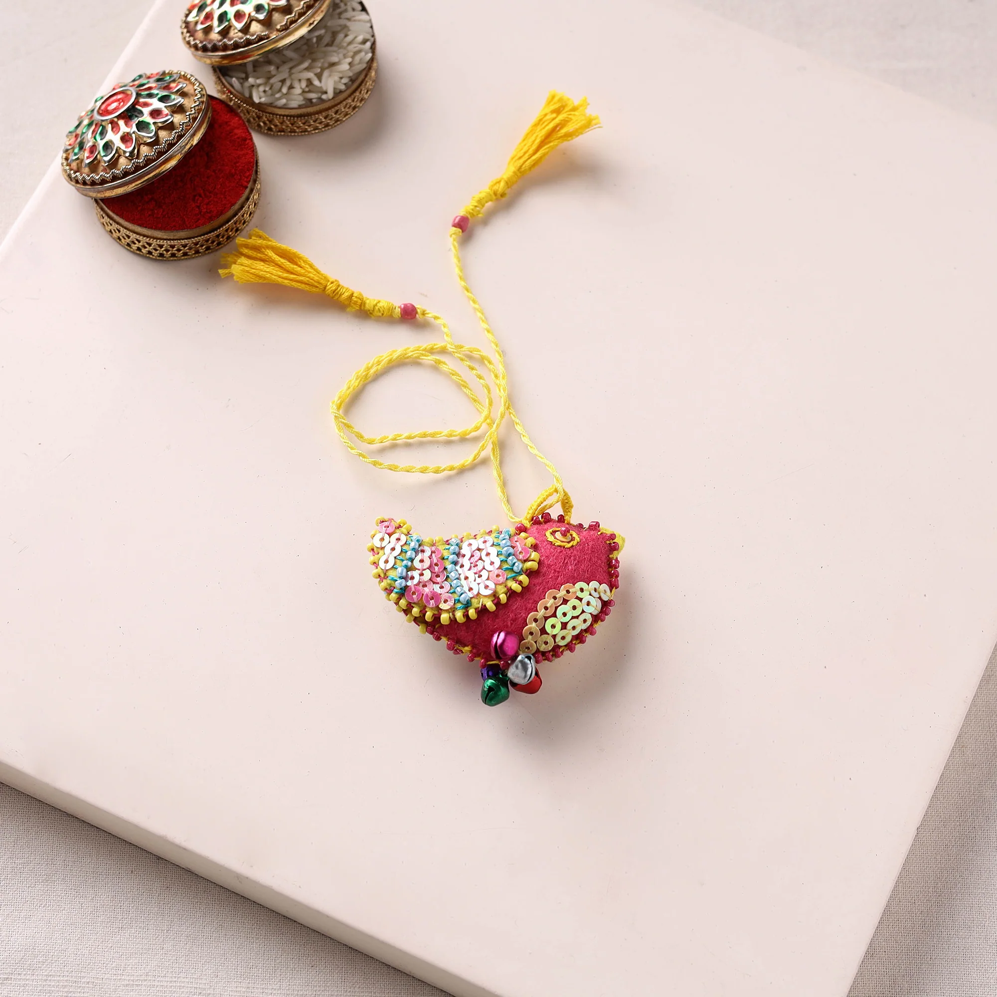 Bird - Hand Embroidered Bead Work Felt Rakhi for Kids 54 - Image 2