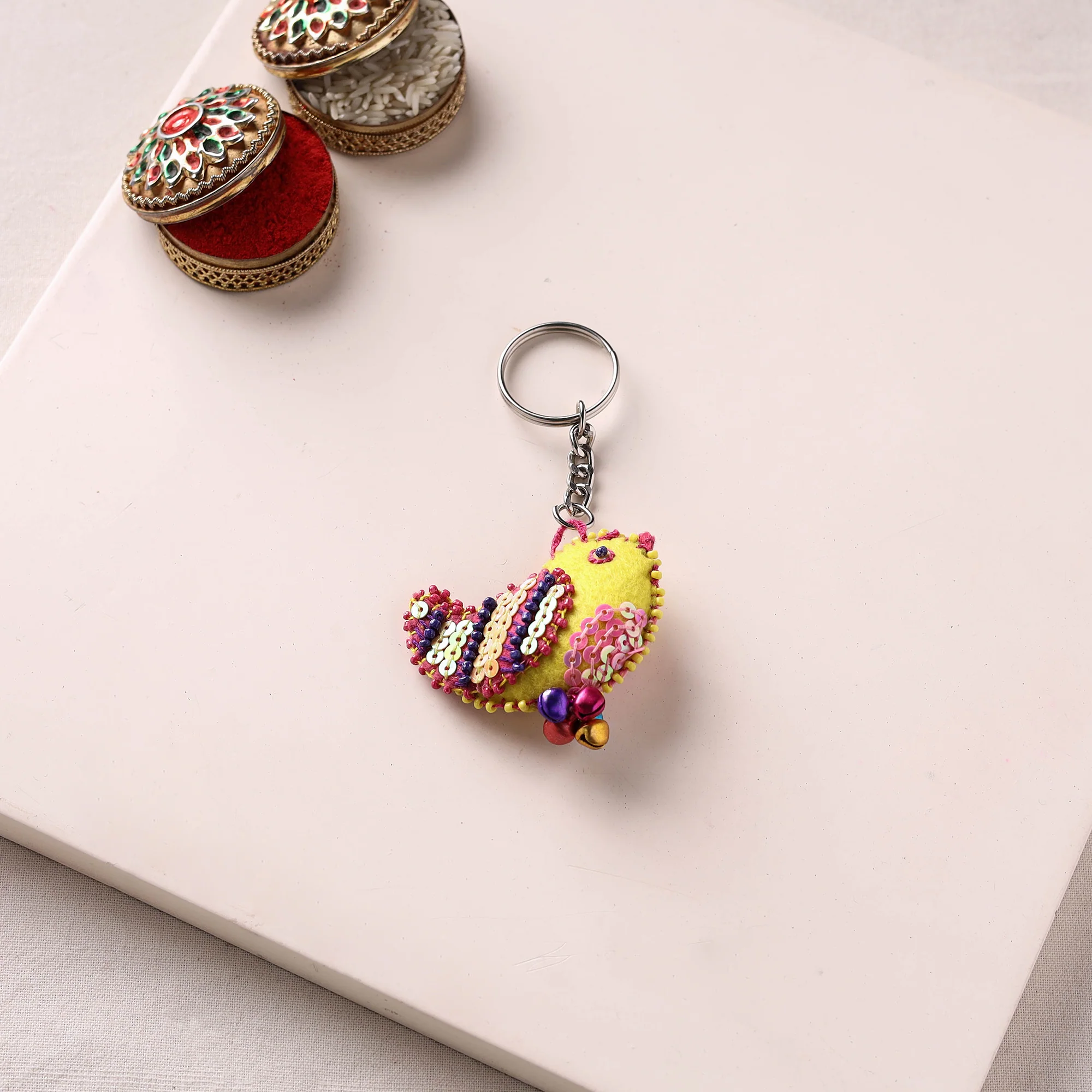 Bird - Hand Embroidered Bead Work Felt Rakhi for Kids 52 - Image 4