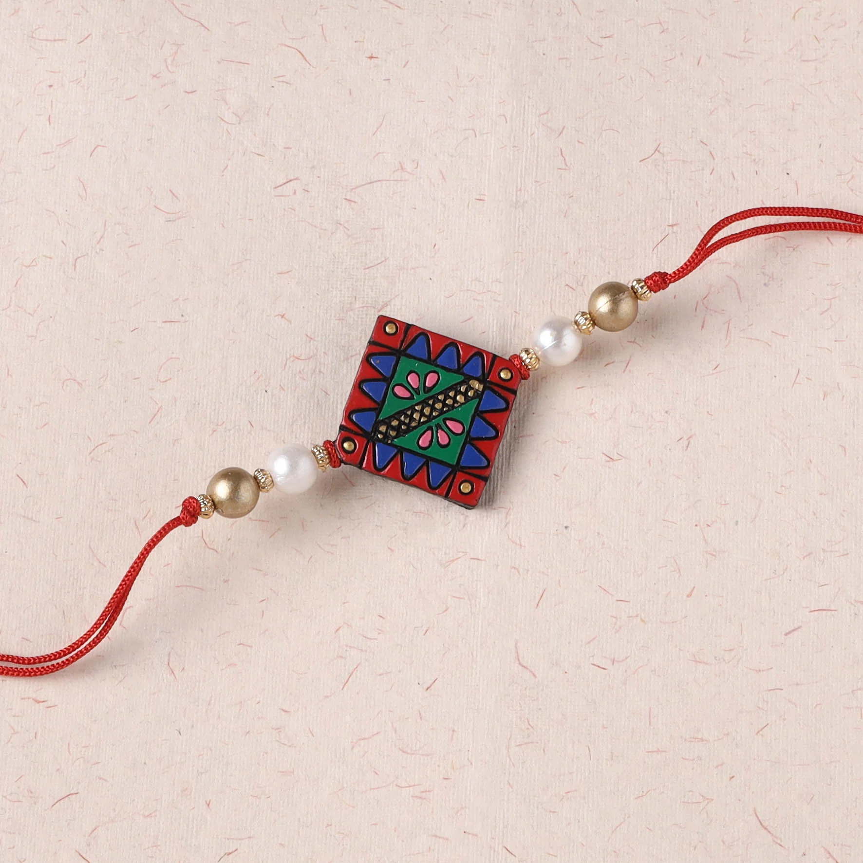 Multicolor - Bishnupur Handpainted Terracotta Rakhi 23 - Image 2