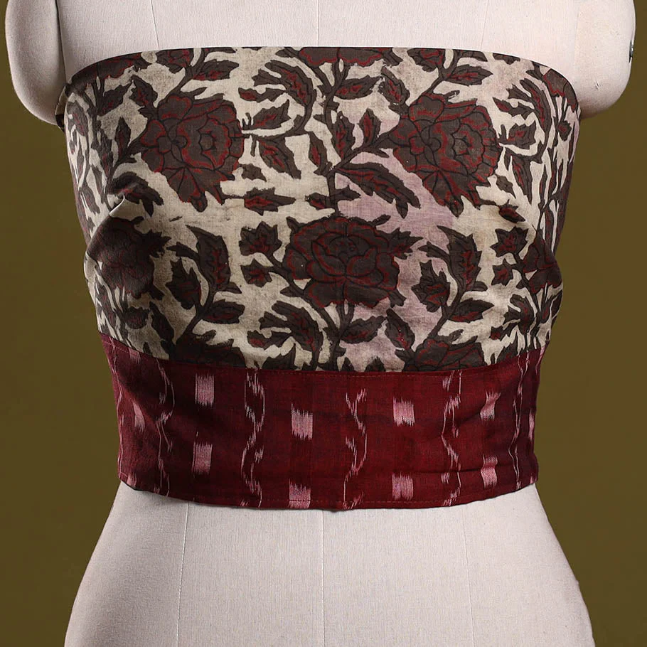 Beige - Block Print Cotton Ajrakh Blouse Piece 04 - Image 2