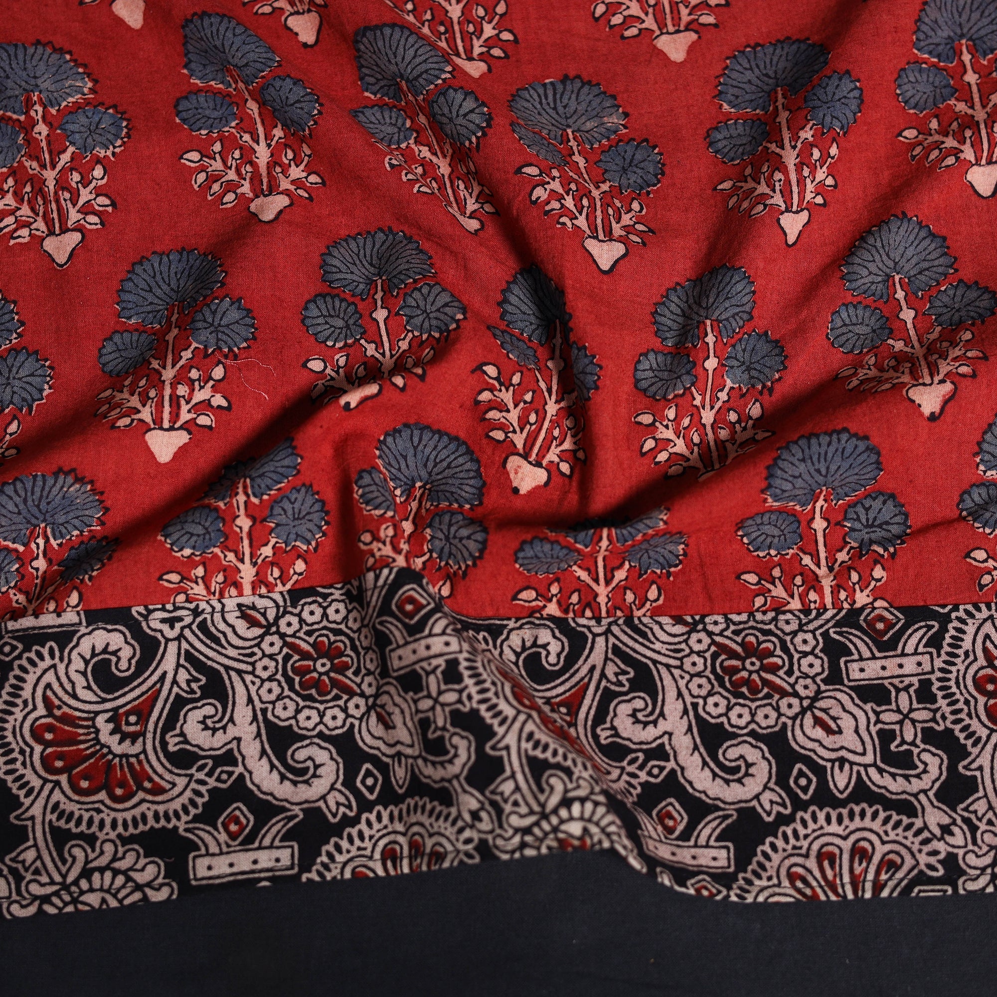 Red - Block Print Cotton Ajrakh Blouse Piece 21 - Image 3