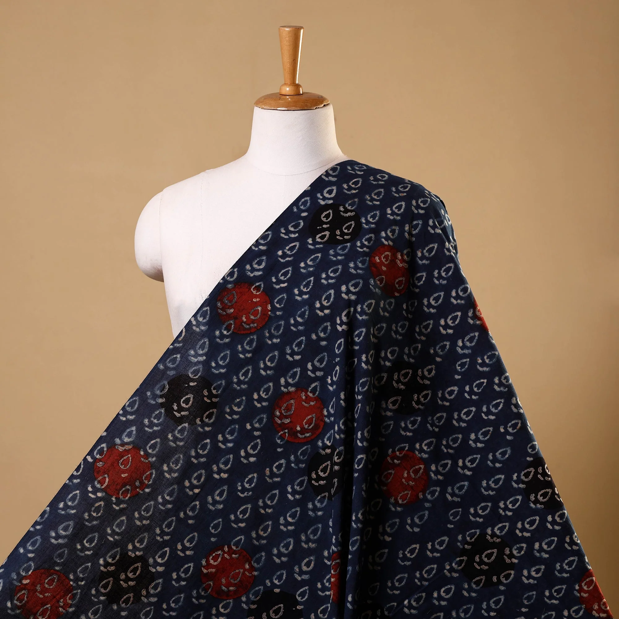 Blue - Block Print Cotton Natural Dyed Ajrakh Fabric 11