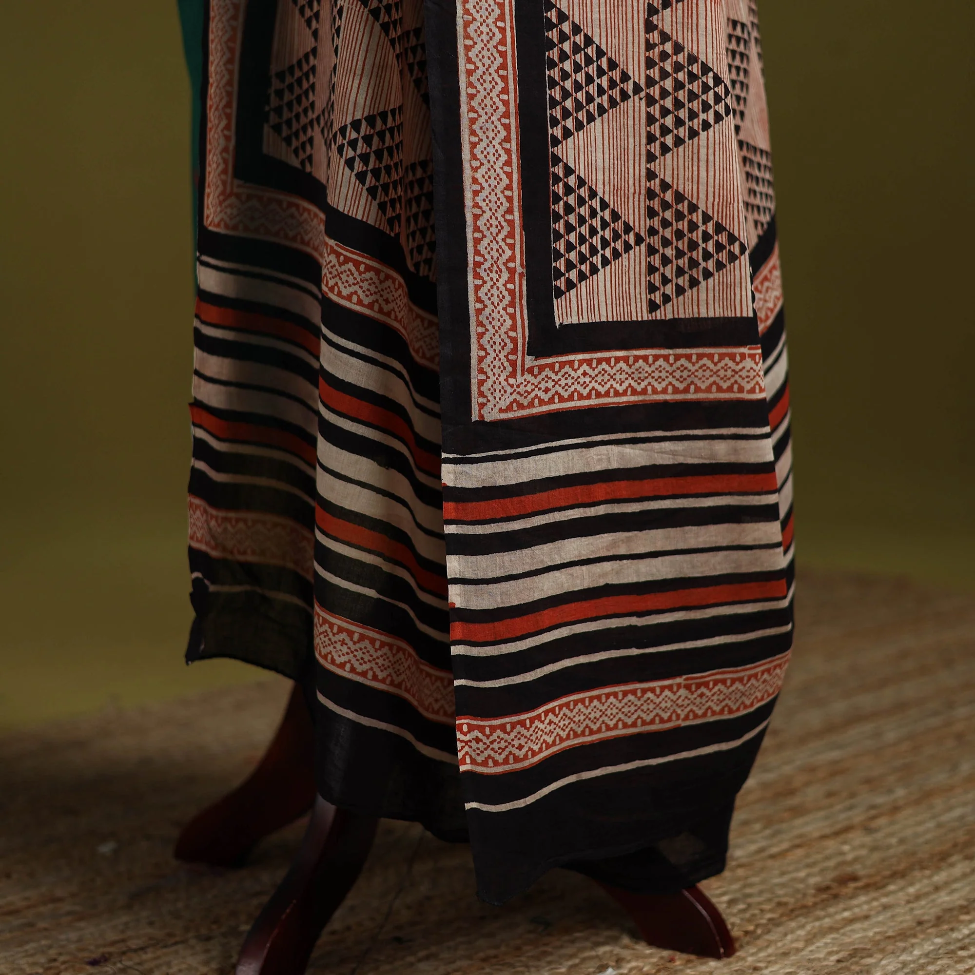 Brown - Pure Mul Cotton Hand Block Print Natural Dyed Dabu Bagru Dupatta 09 - Image 4