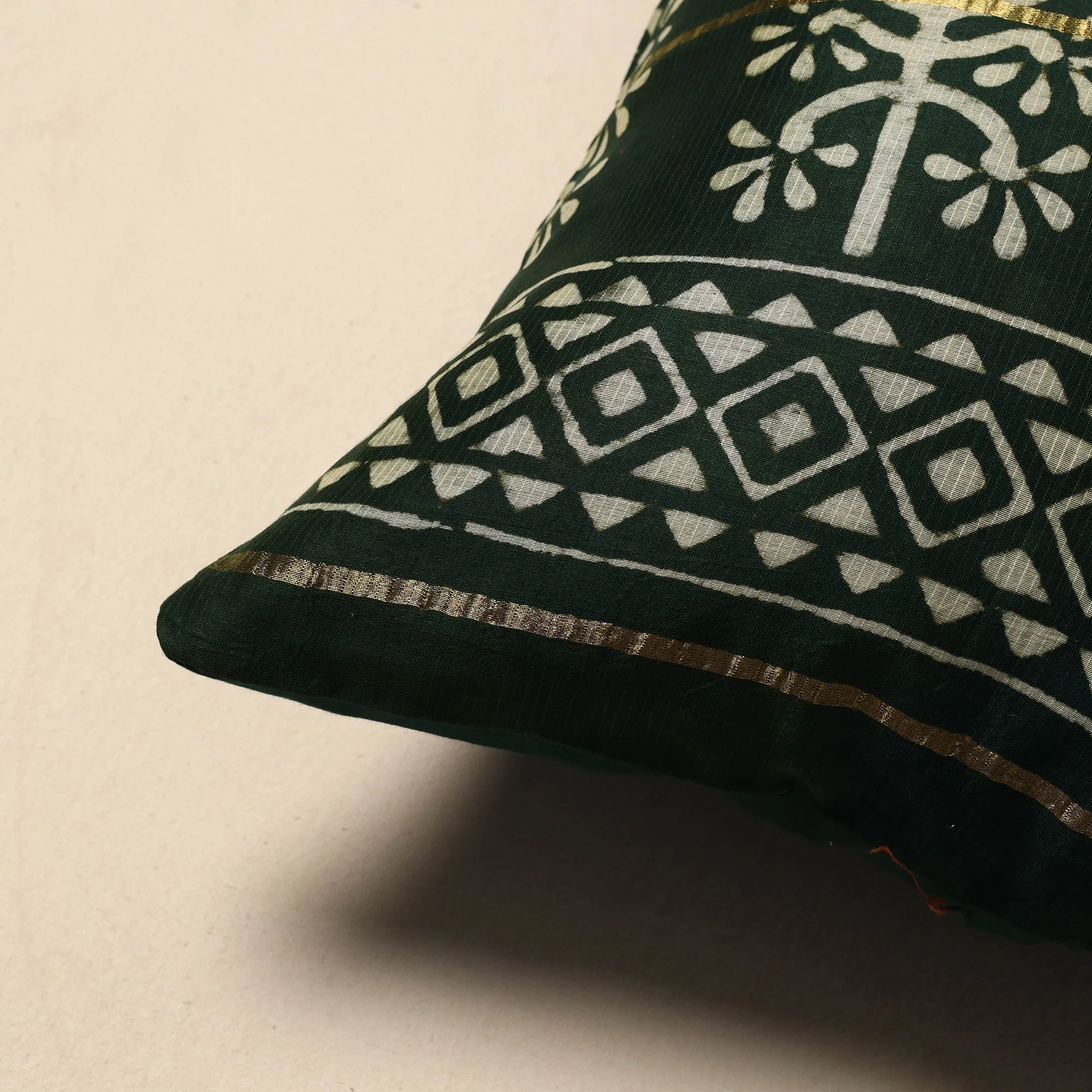 Green - Block Print Pipad Cushion Cover 64 - Image 2