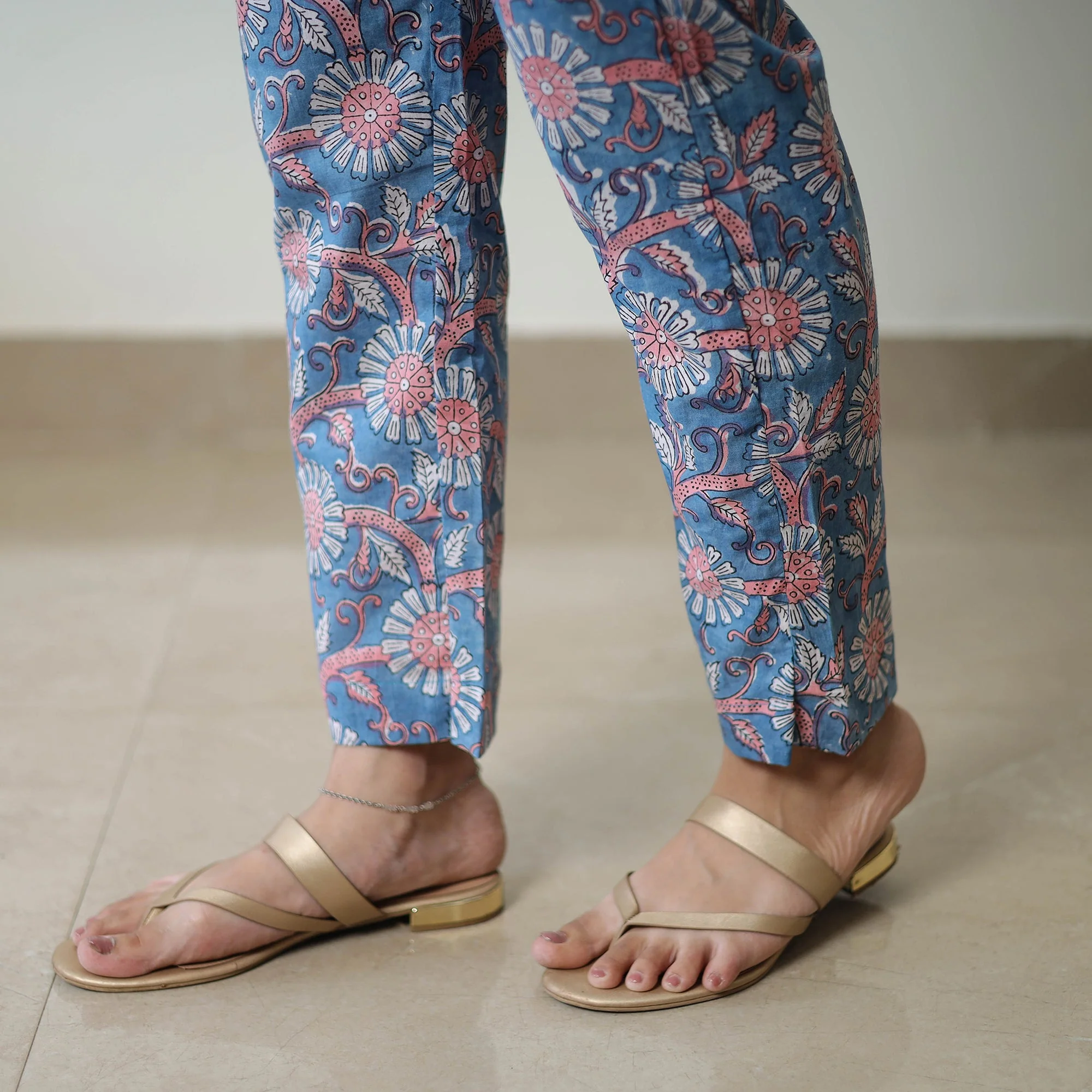Blue - Block Printed Cotton Sanganeri Co-Ord Set 02 - Image 8