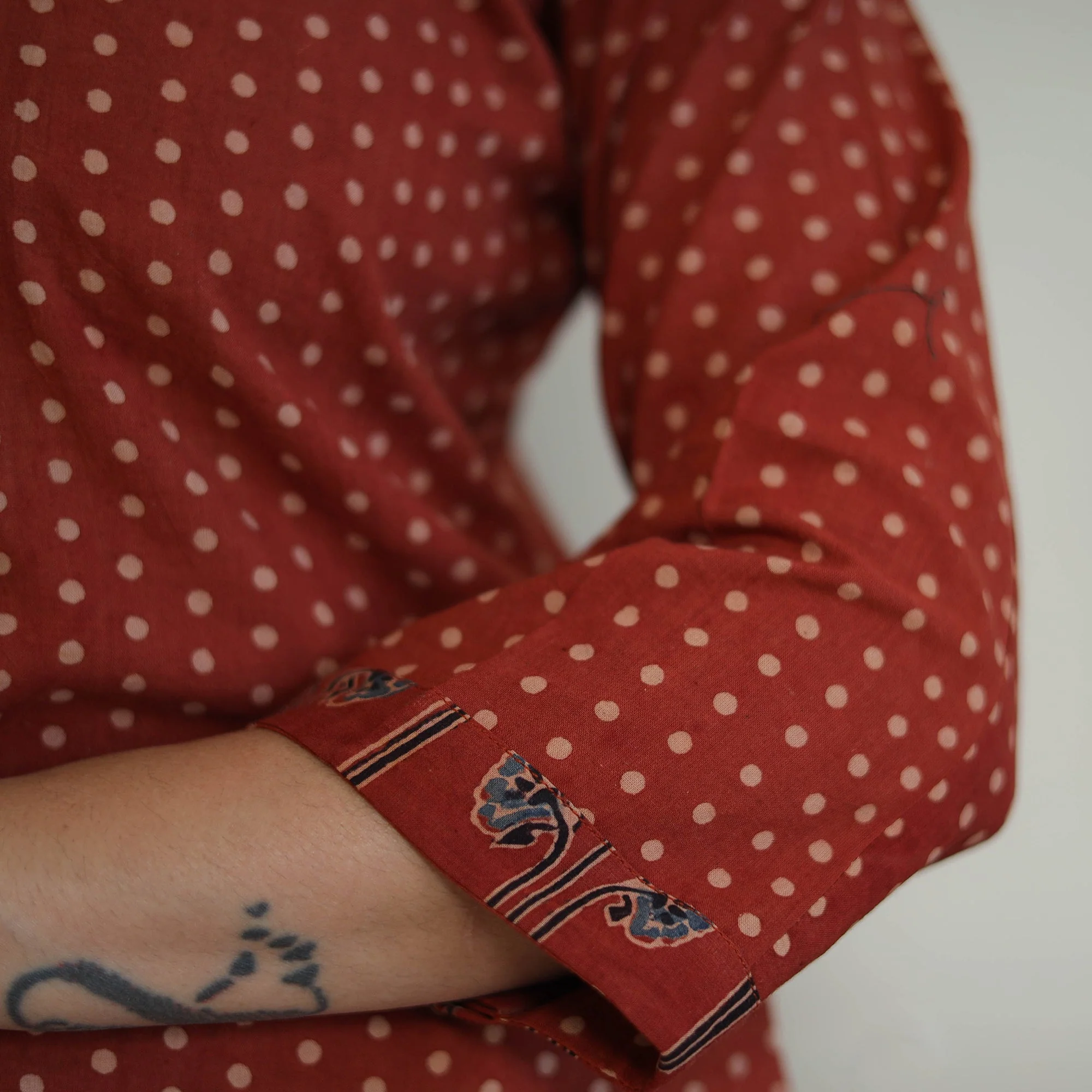 Red - Block Printed Cotton Straight Ajrakh Kurta 34 - Image 6
