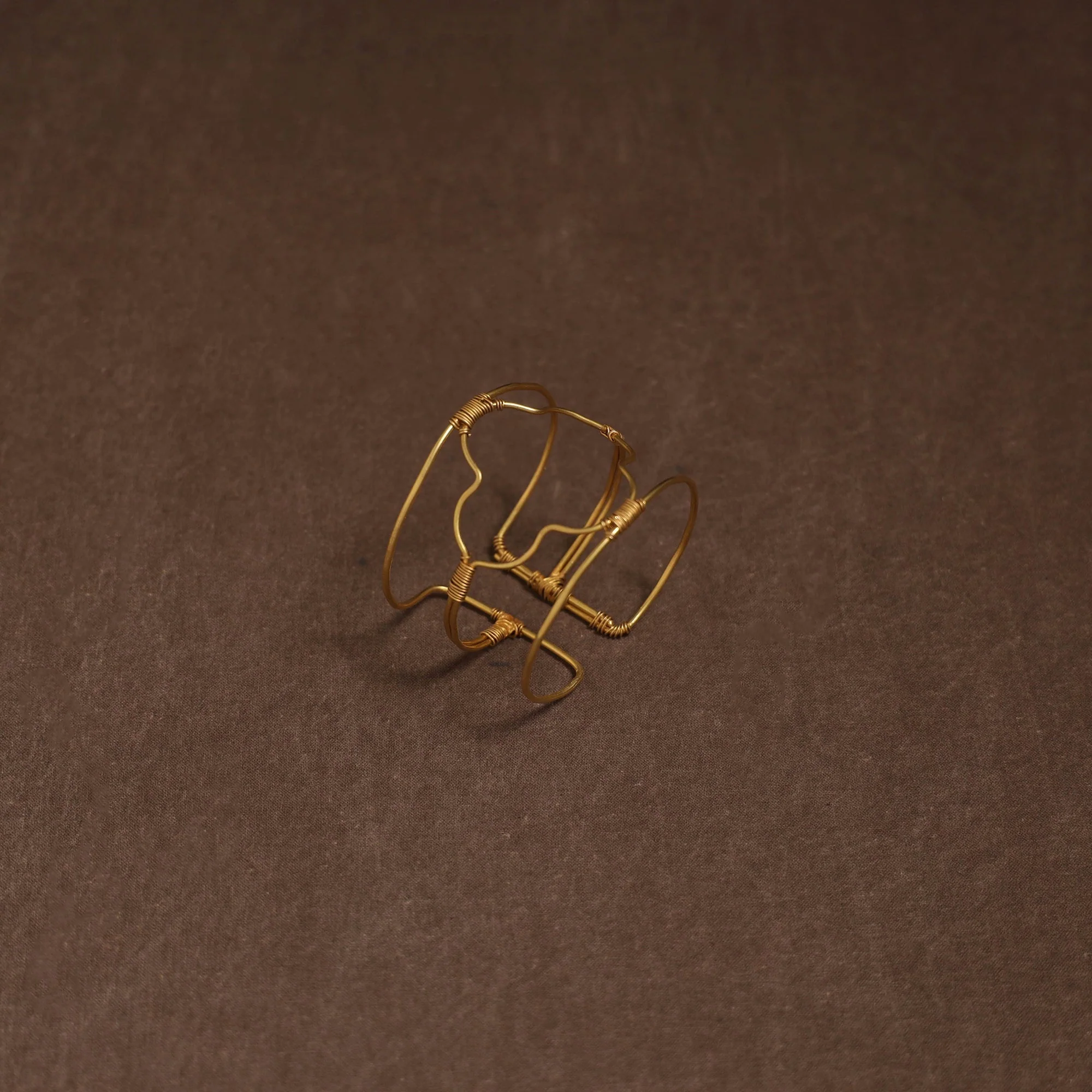 Yellow - Brass Metal Handcrafted Bracelet (Adjustable) 77 - Image 2