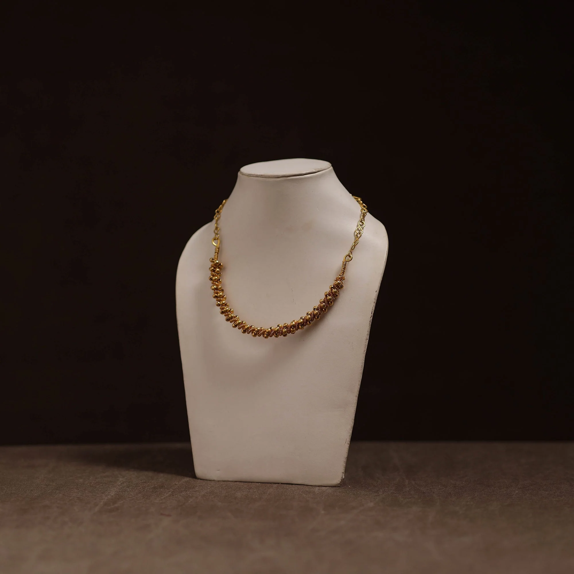 Yellow - Brass Metal Handcrafted Choker Necklace 132