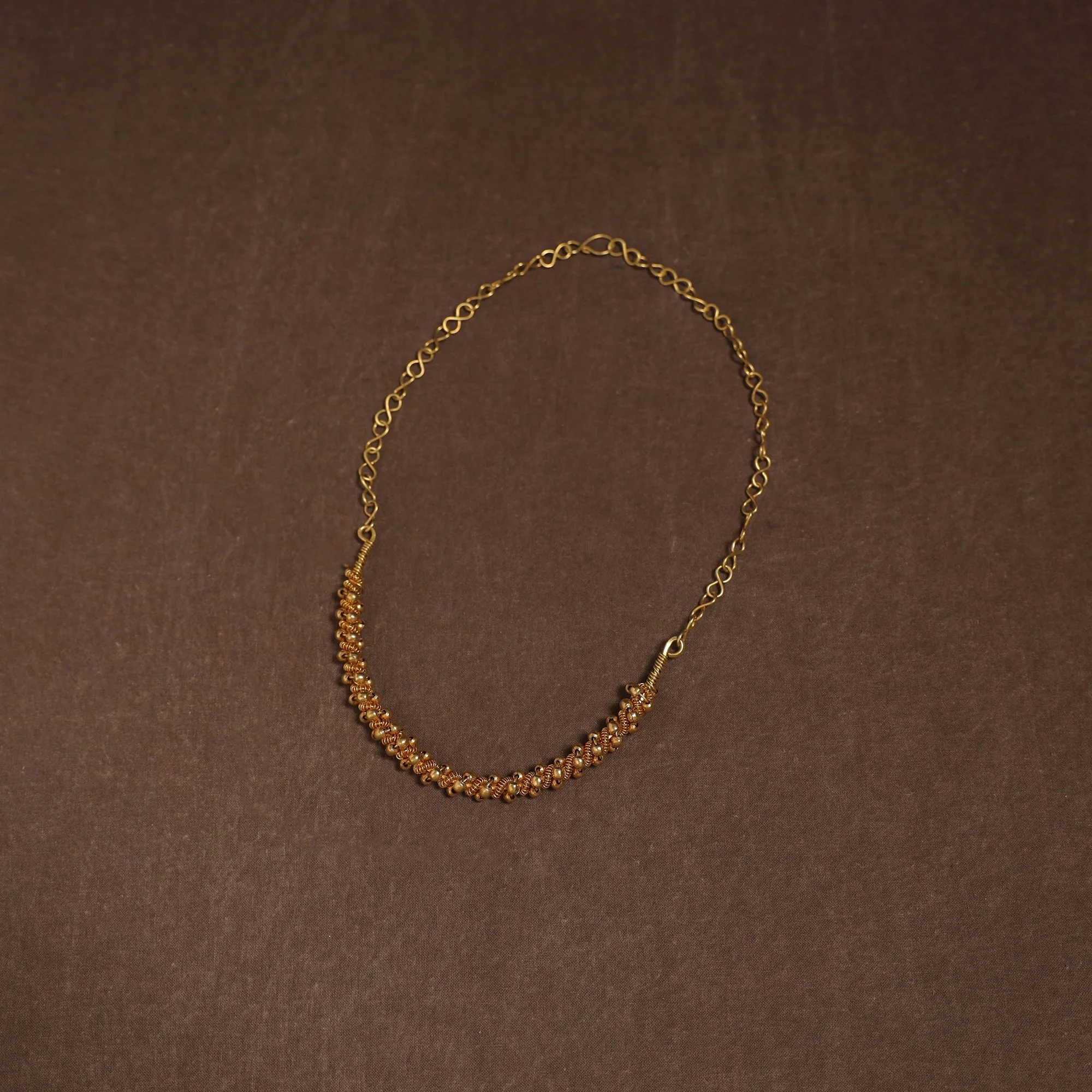 Yellow - Brass Metal Handcrafted Choker Necklace 132 - Image 2