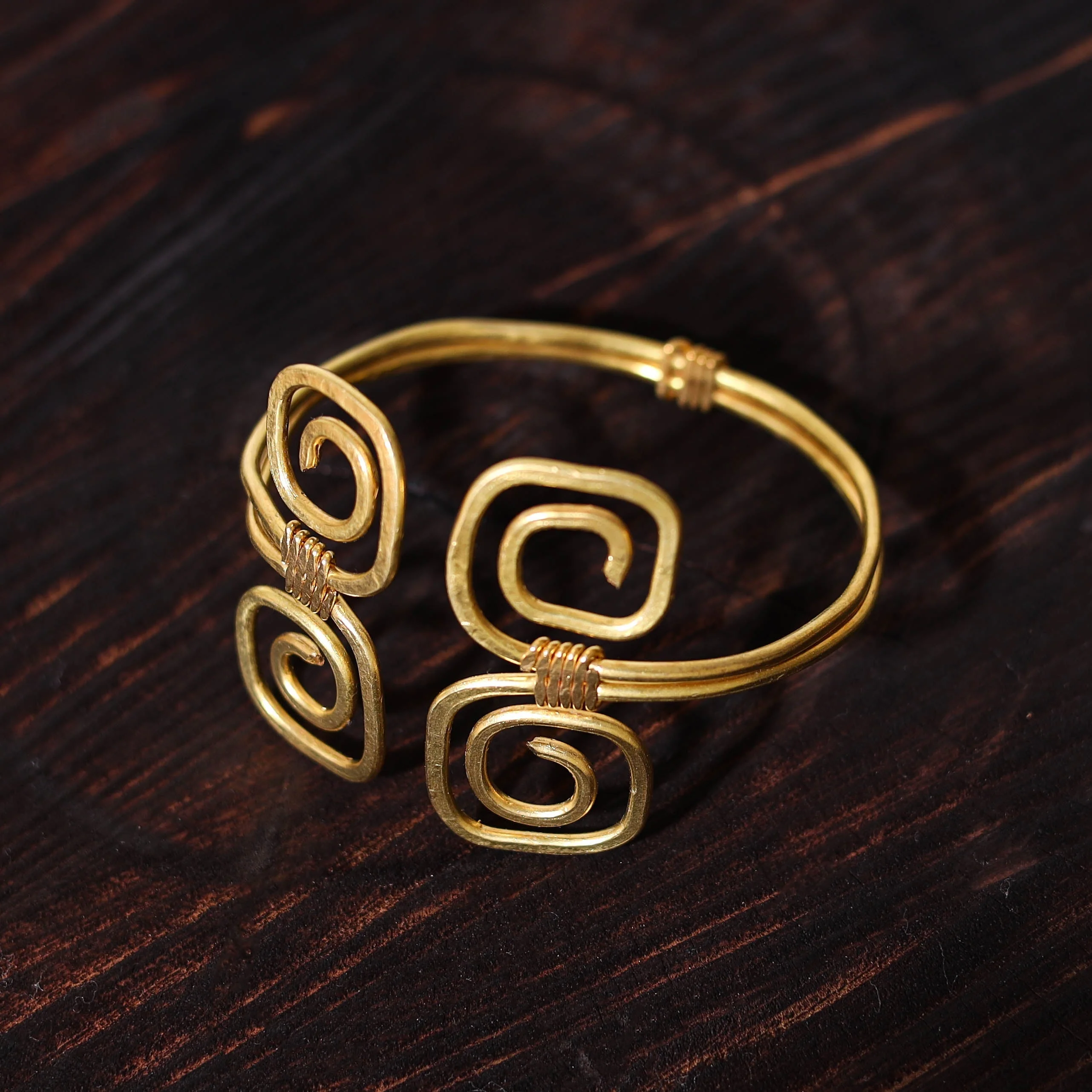 Yellow - Brass Metal Handcrafted Bracelet (Adjustable) 61 - Image 2
