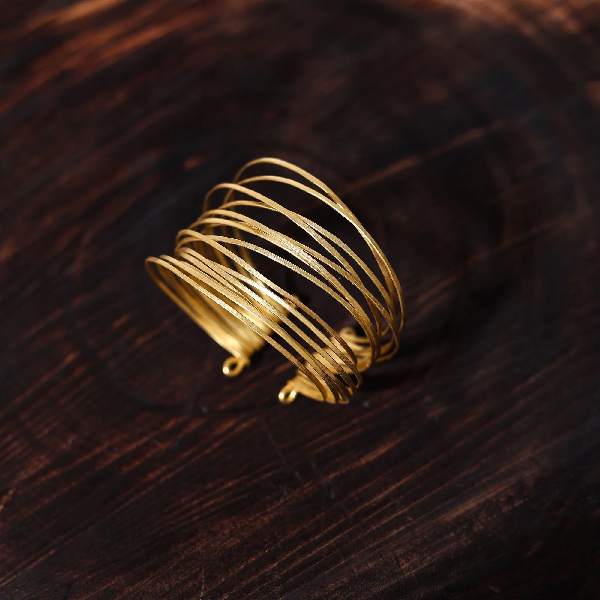 Yellow - Brass Metal Handcrafted Cuff Bracelet (Adjustable) 55 - Image 2