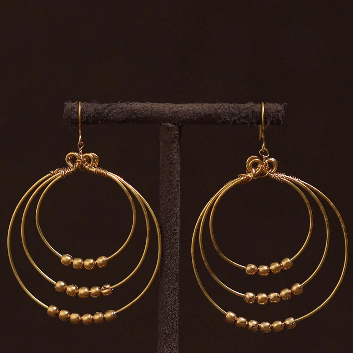 Yellow - Brass Metal Handcrafted Earrings 36 - Image 2