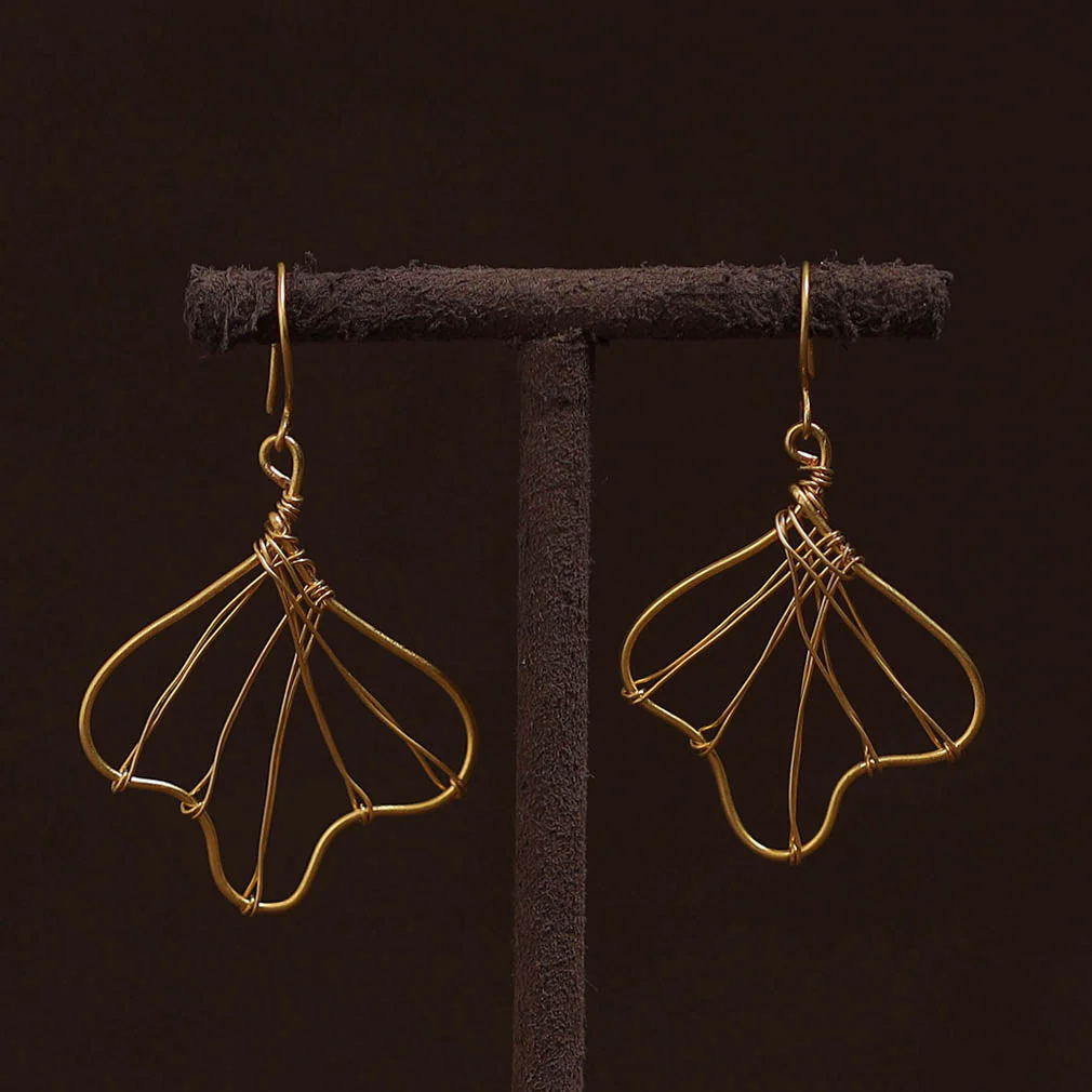Yellow - Brass Metal Handcrafted Earrings 85 - Image 2