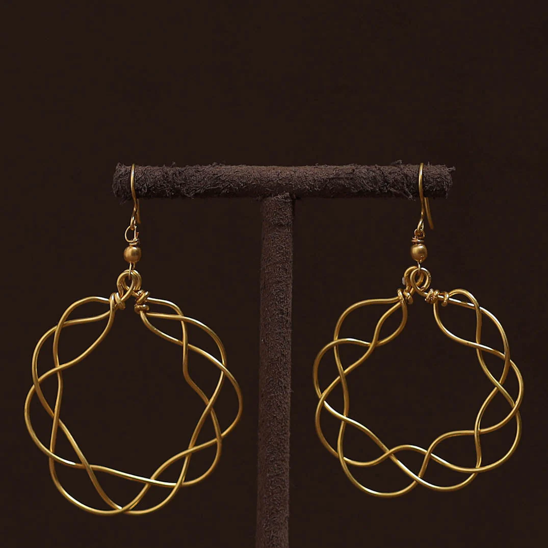 Yellow - Brass Metal Handcrafted Earrings 97 - Image 2