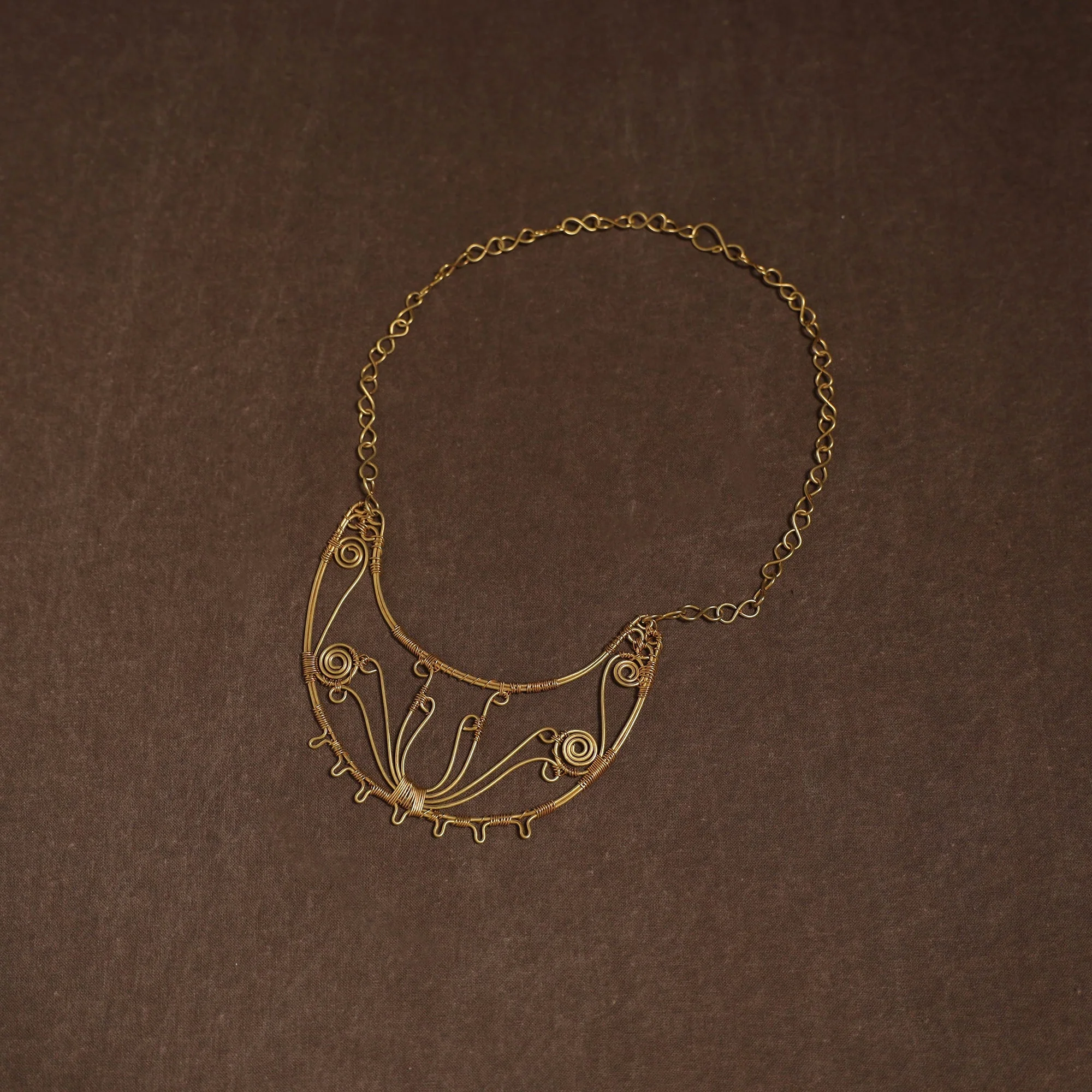 Yellow - Brass Metal Handcrafted Necklace 123 - Image 2