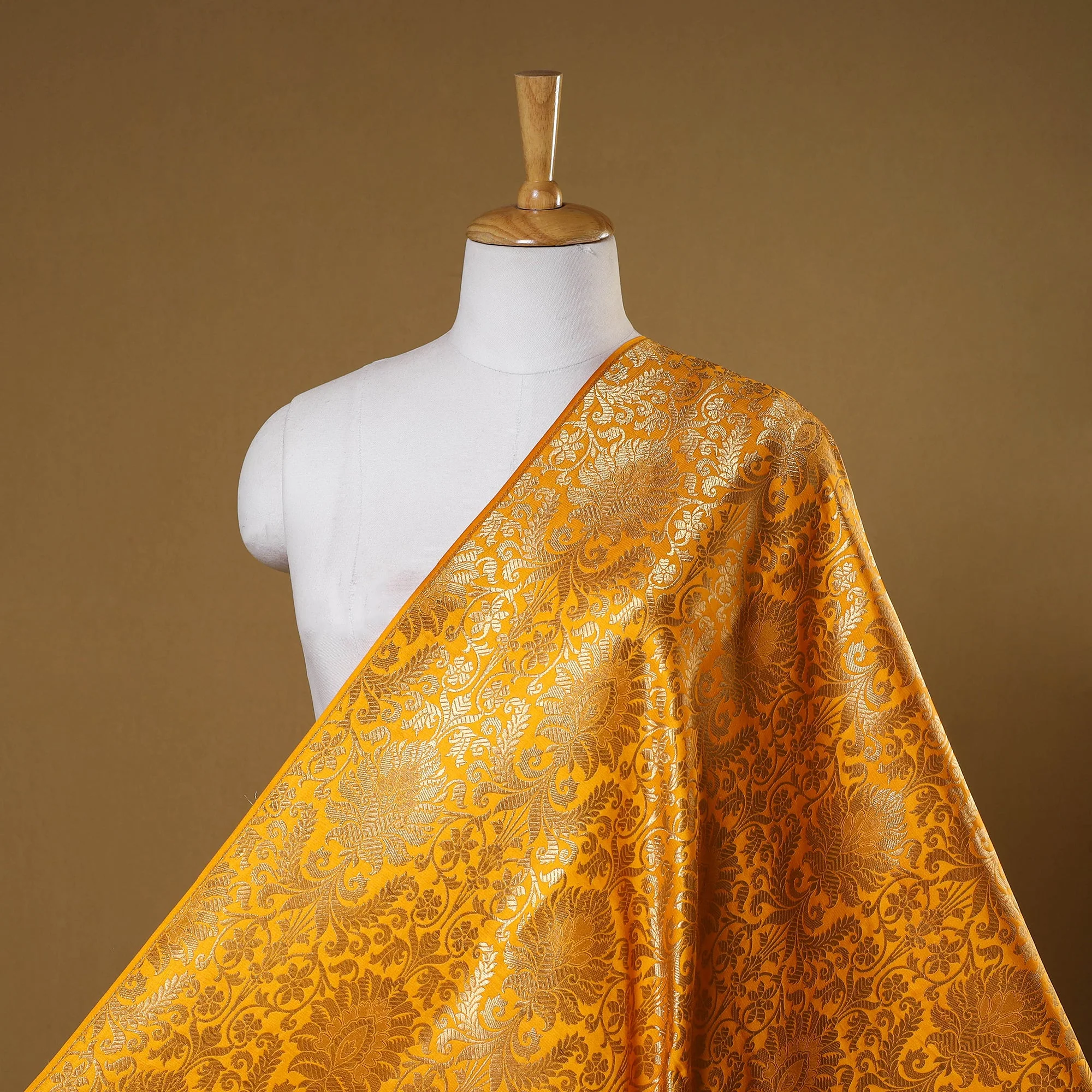 Yellow - Brocade Silk Banarasi Fabric 14 - Image 2