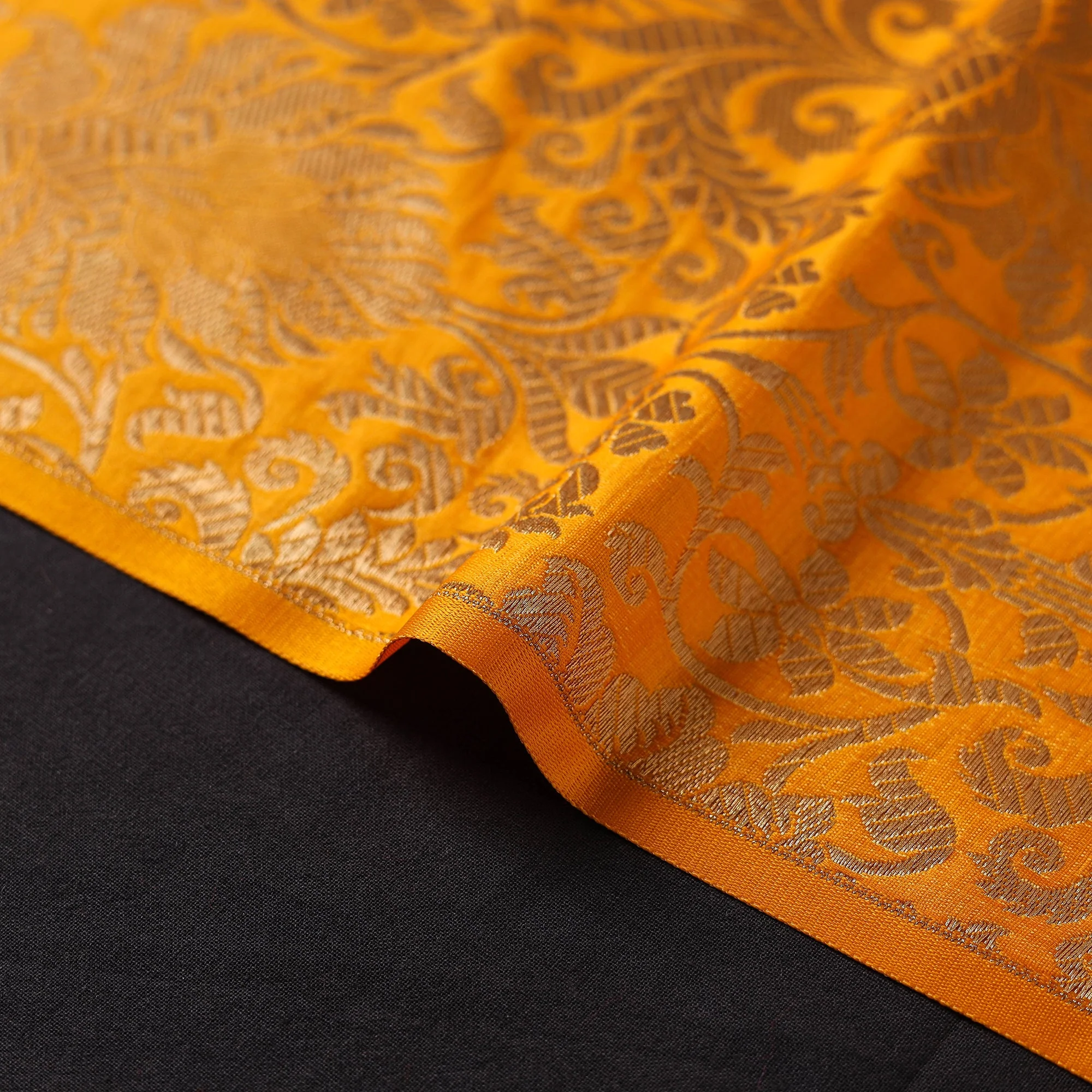 Yellow - Brocade Silk Banarasi Fabric 14 - Image 4