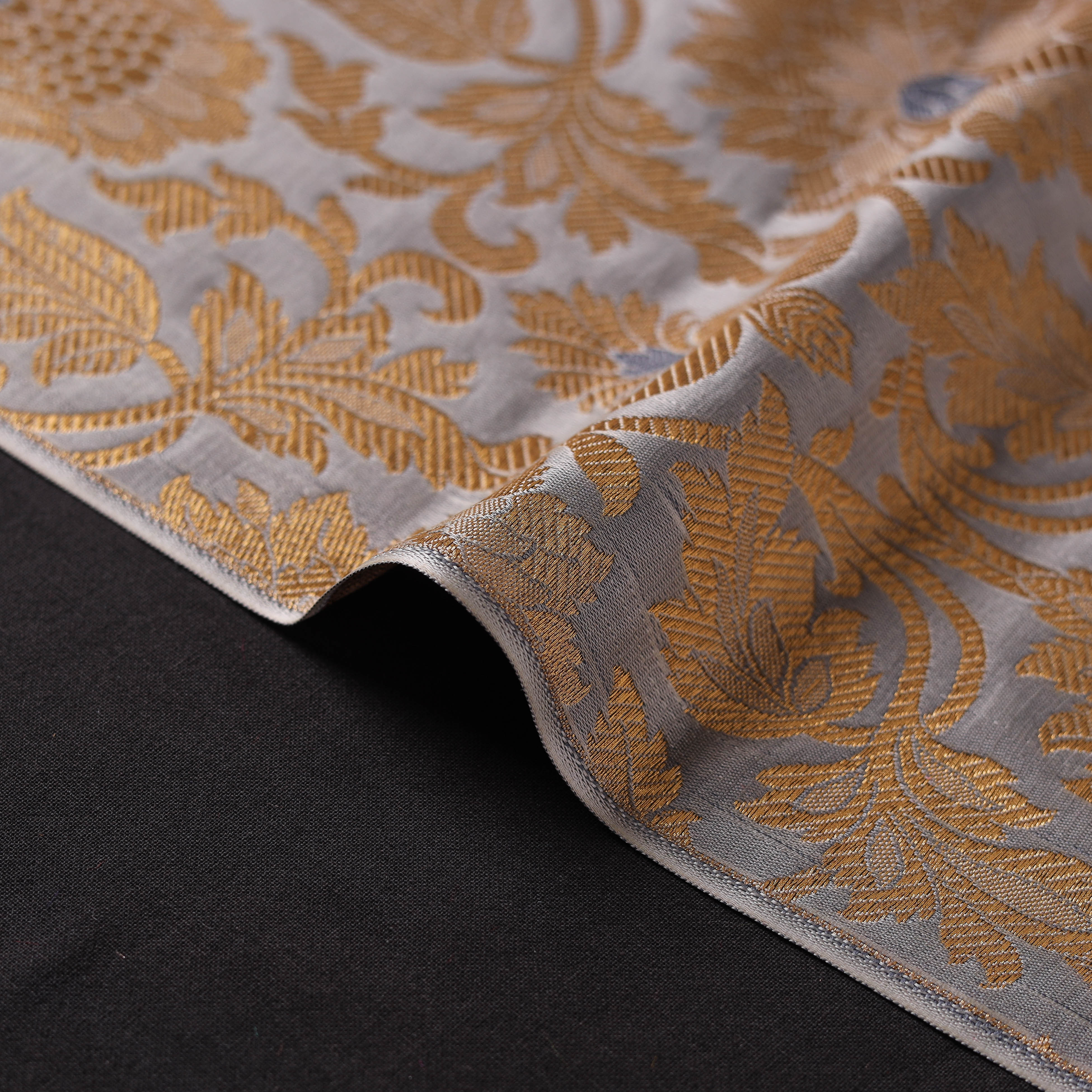 Grey - Brocade Silk Banarasi Fabric 21 - Image 4