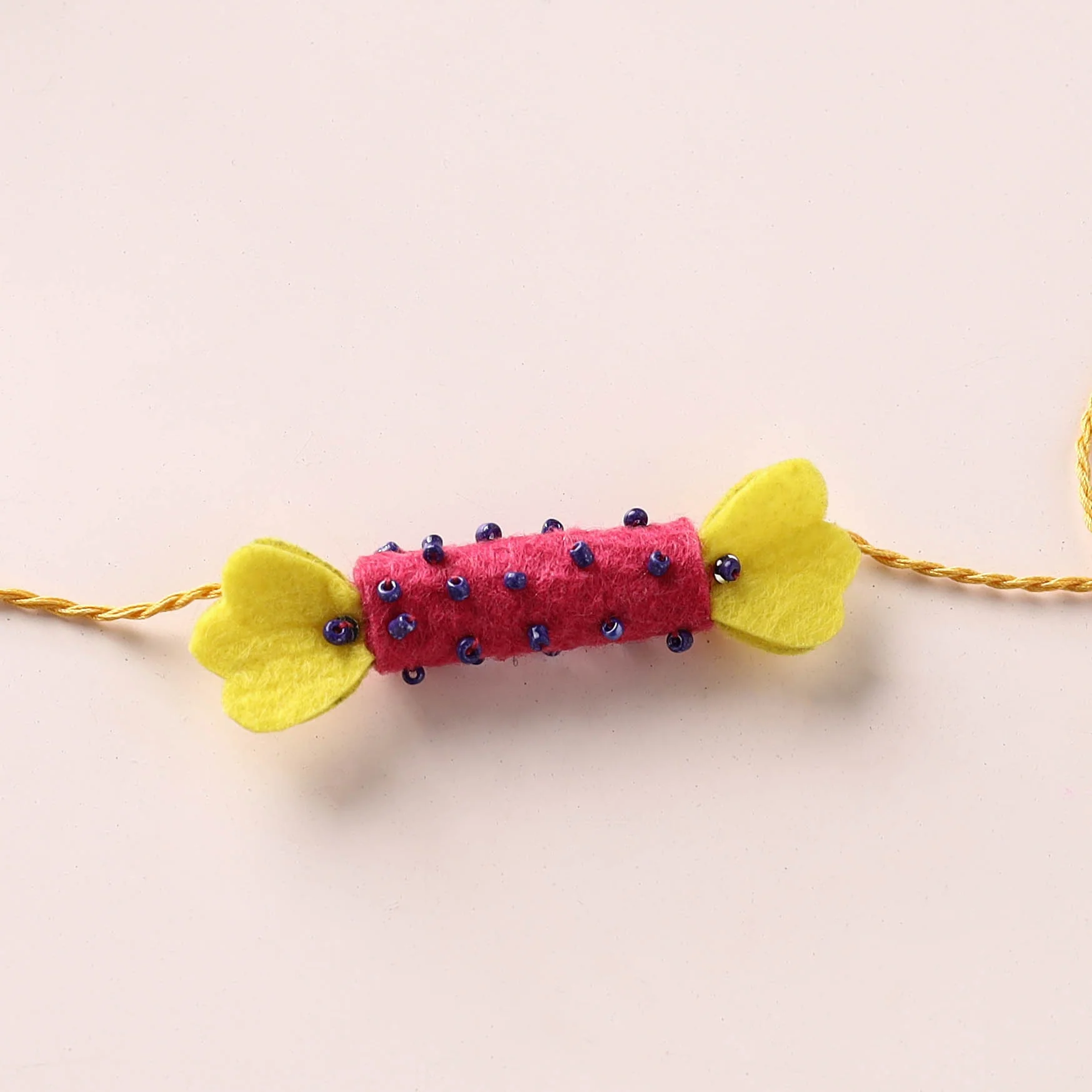 Candy - Hand Embroidered Bead Work Felt Rakhi for Kids 32 - Image 3
