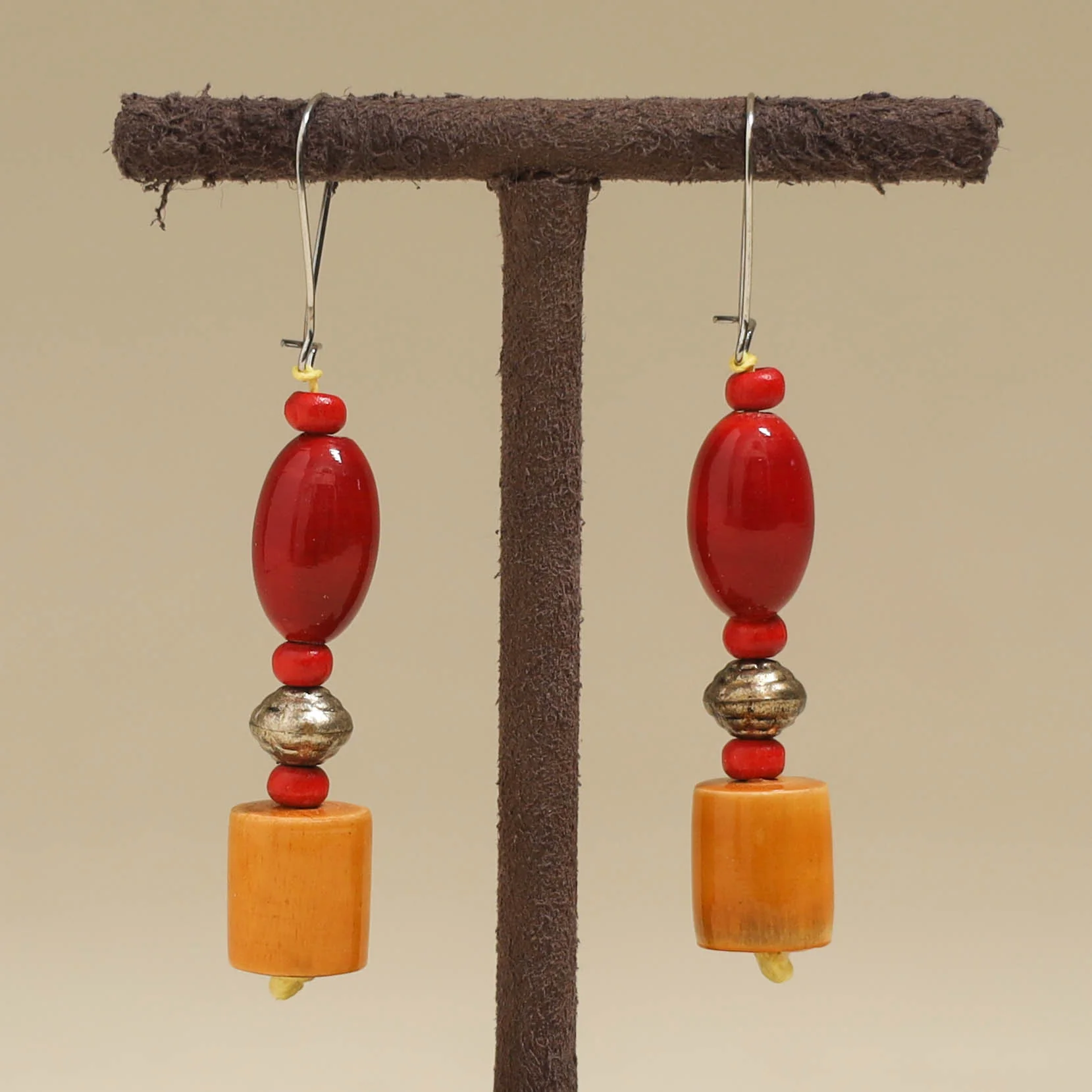 Orange - Channapatna Handcrafted Wooden Earrings 31 - Image 2