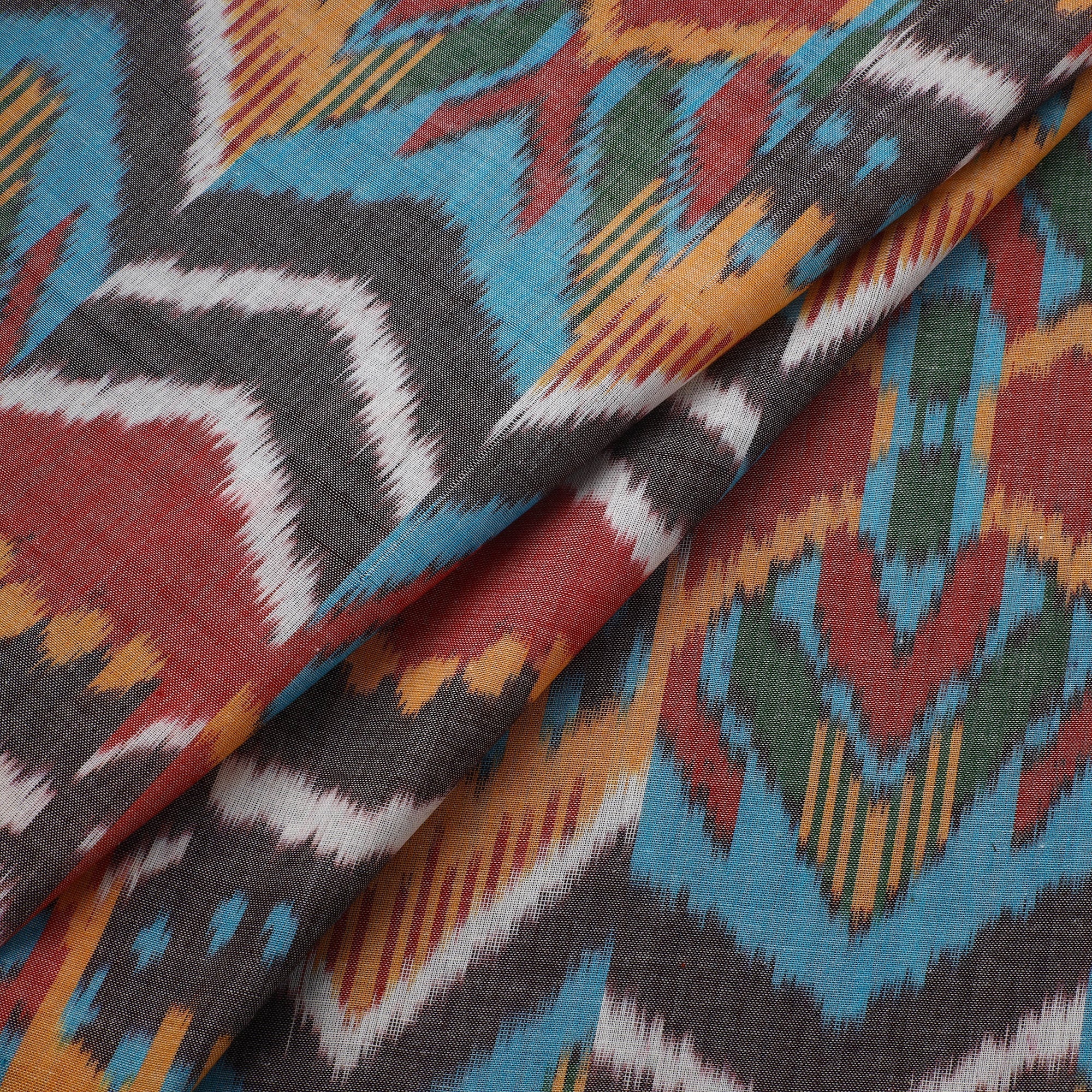 Multicolor - Cotton Central Asian Pochampally Ikat Fabric 10 - Image 2