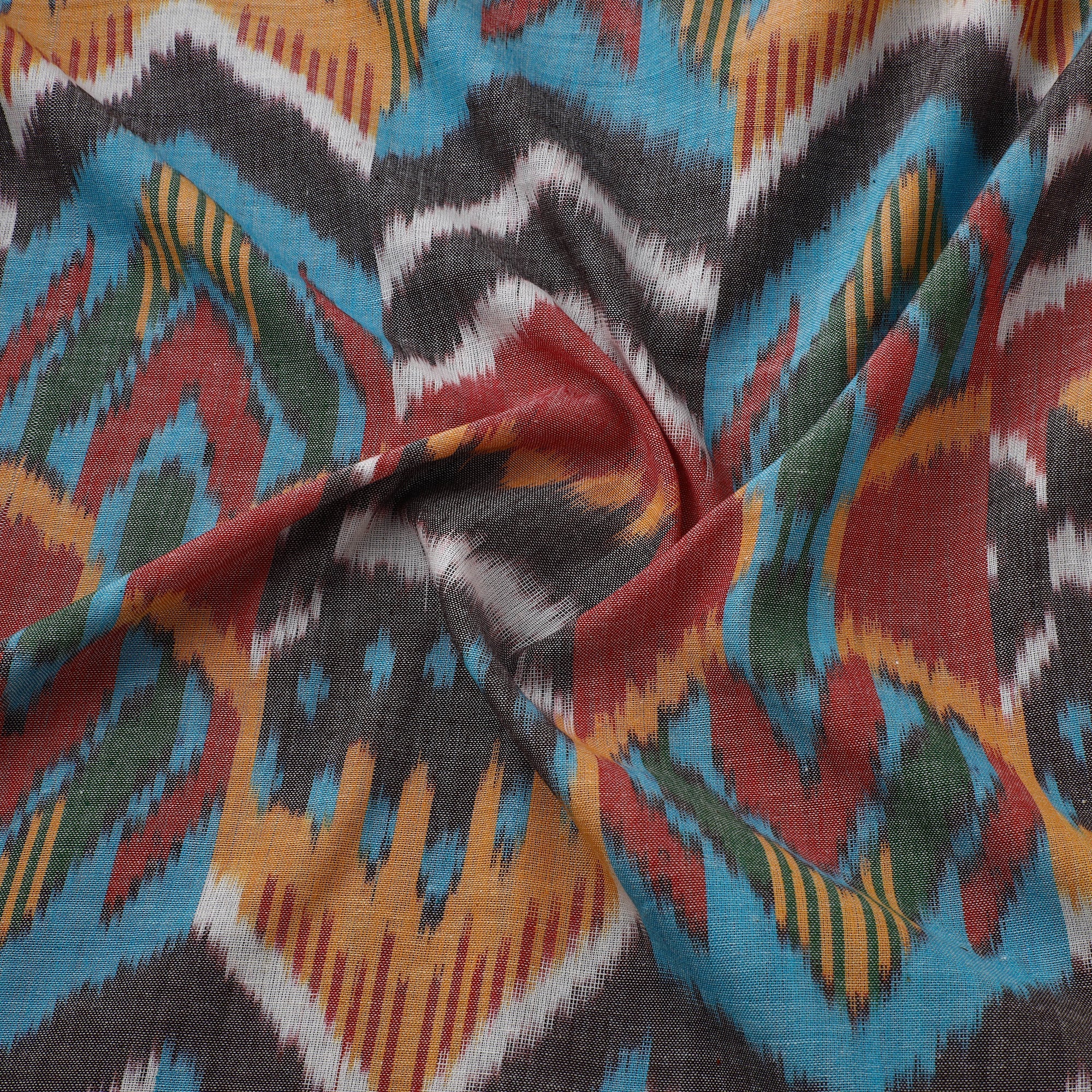 Multicolor - Cotton Central Asian Pochampally Ikat Fabric 10 - Image 3
