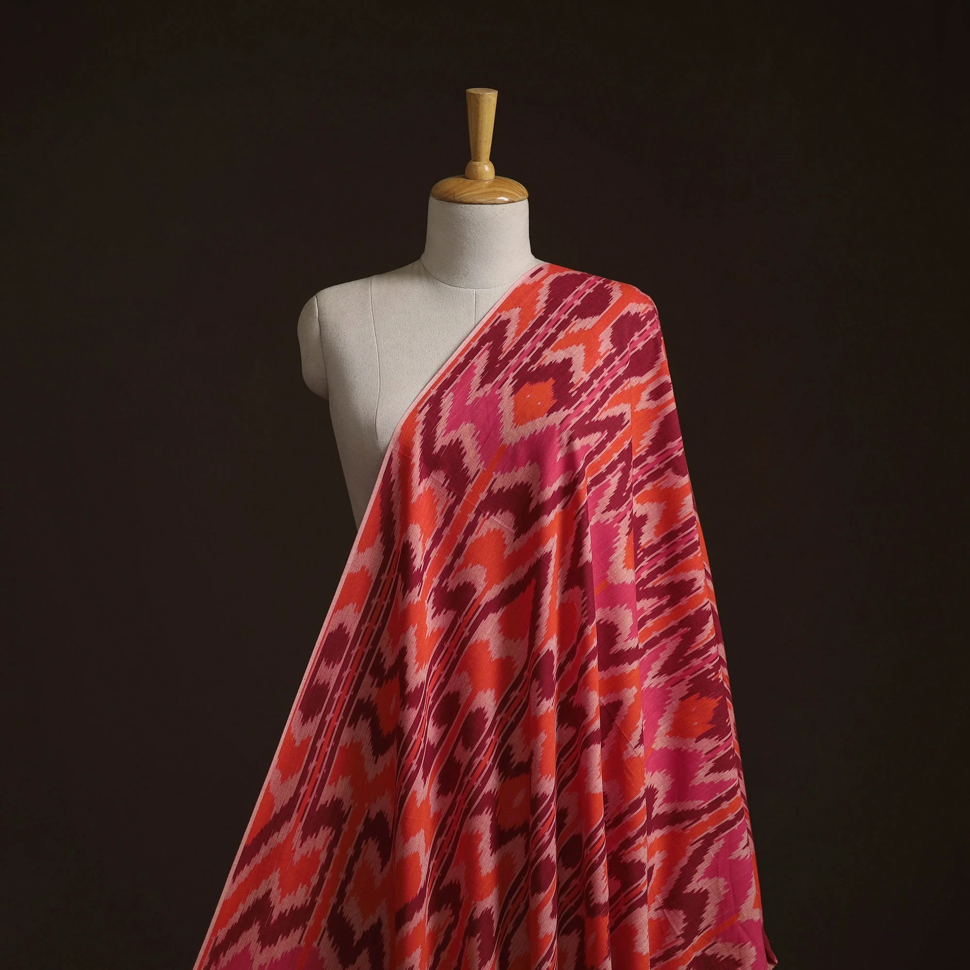 Red - Cotton Central Asian Pochampally Ikat Fabric 11