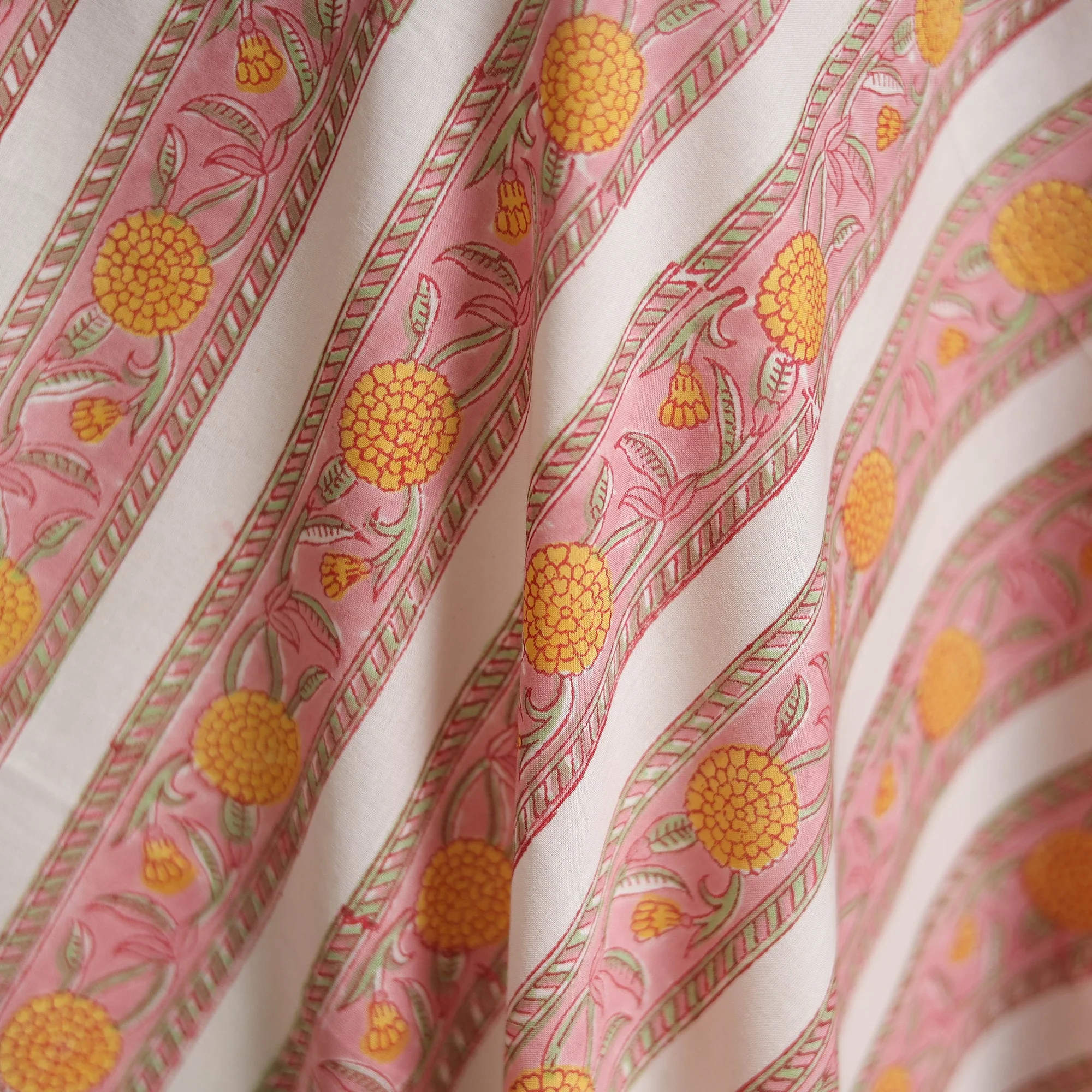 Pink - Cotton Hand Block Sanganeri Print Fabric 15 - Image 3