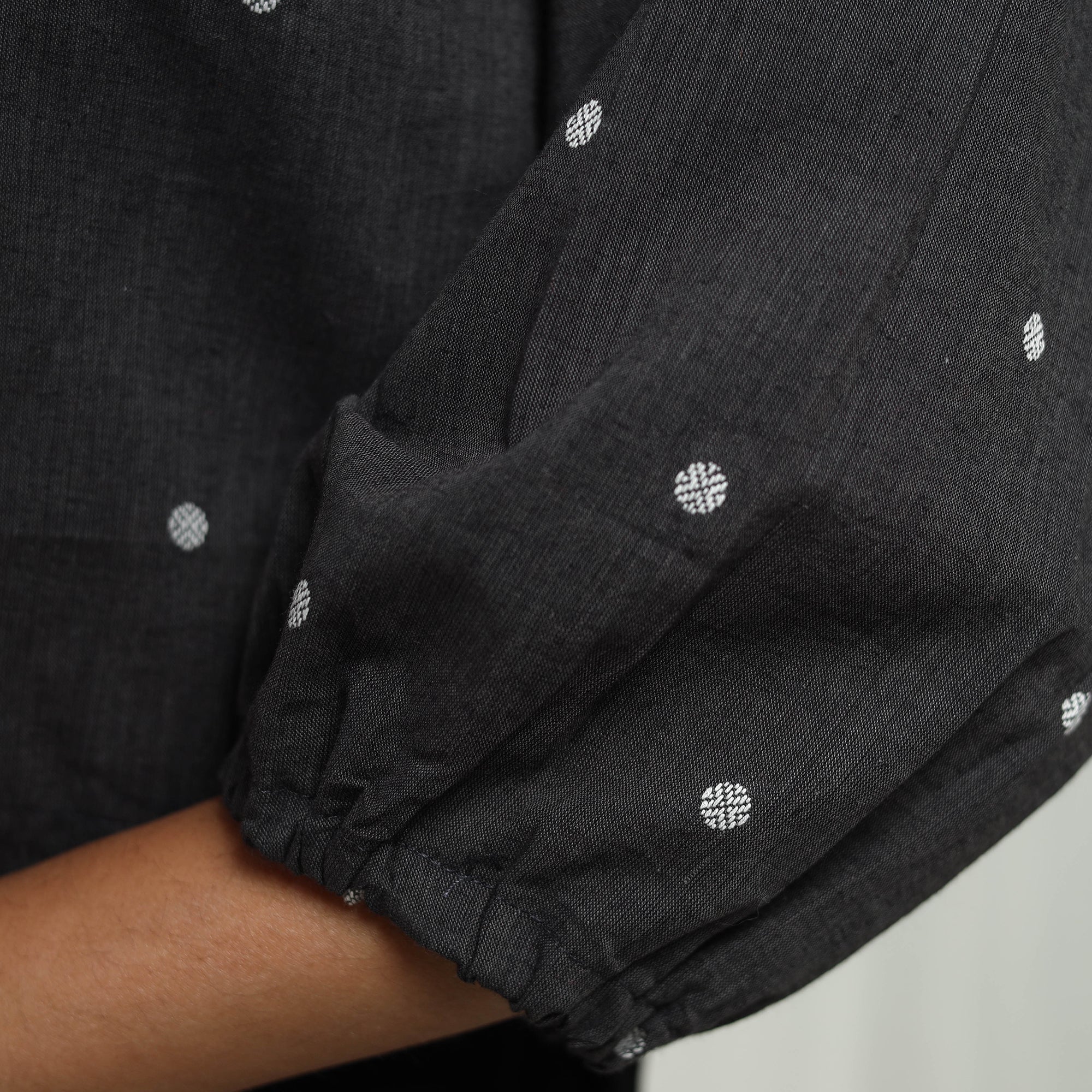 Black - Cotton Jacquard Crop Top 04 - Image 6