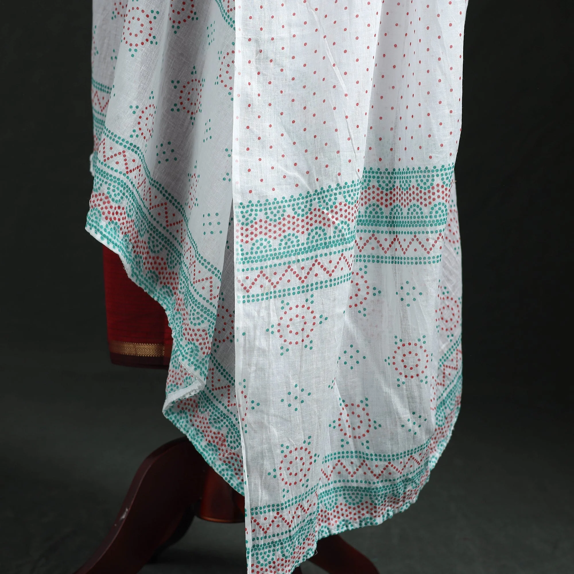 White - Cotton Jaipur Printed Dupatta 104 - Image 4
