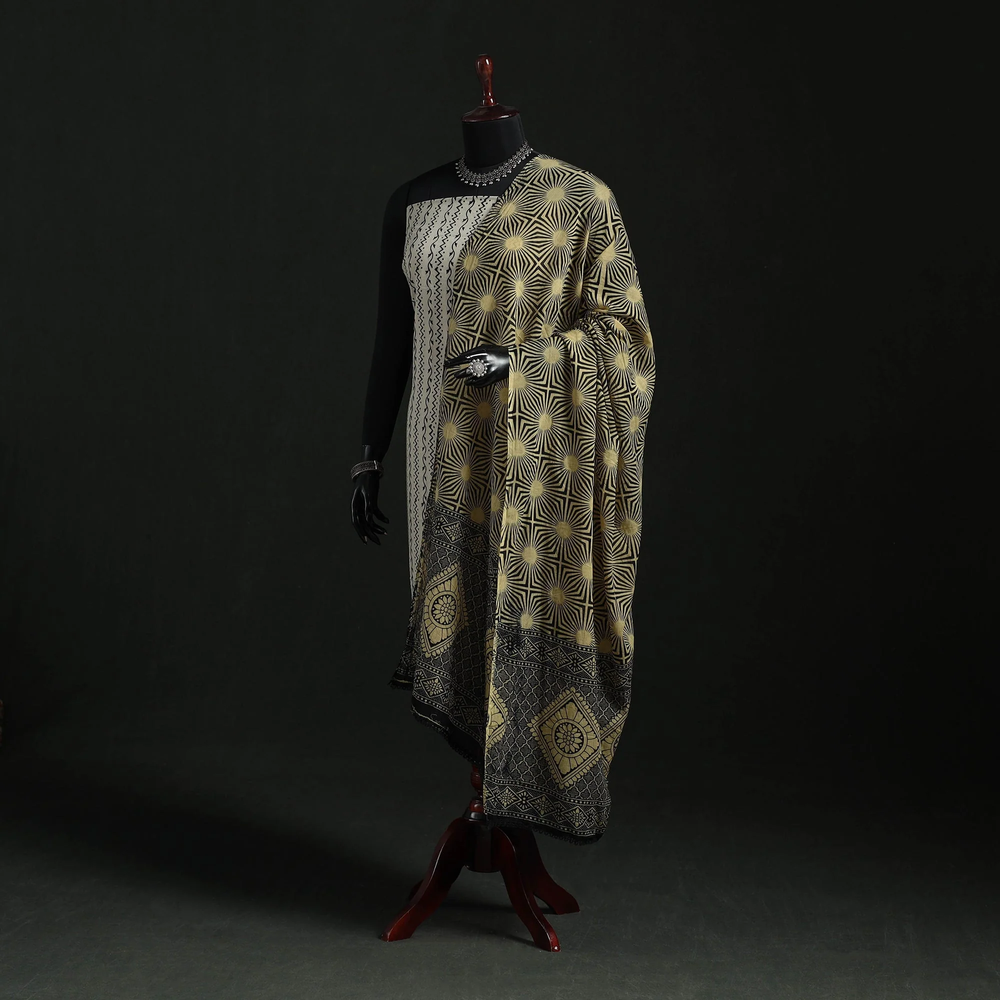 Beige - Cotton Jaipur Printed Dupatta 37