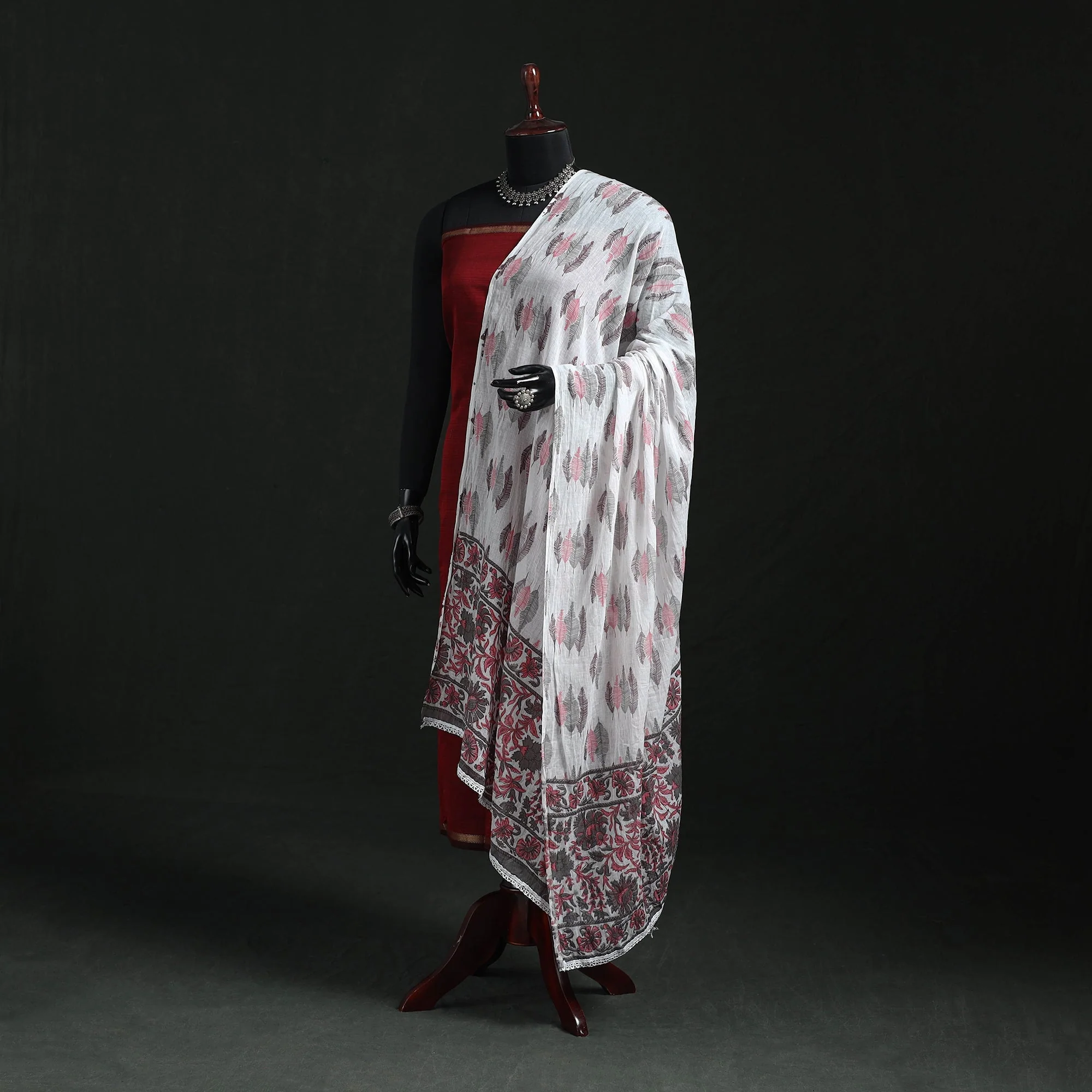 White - Cotton Jaipur Printed Dupatta 57