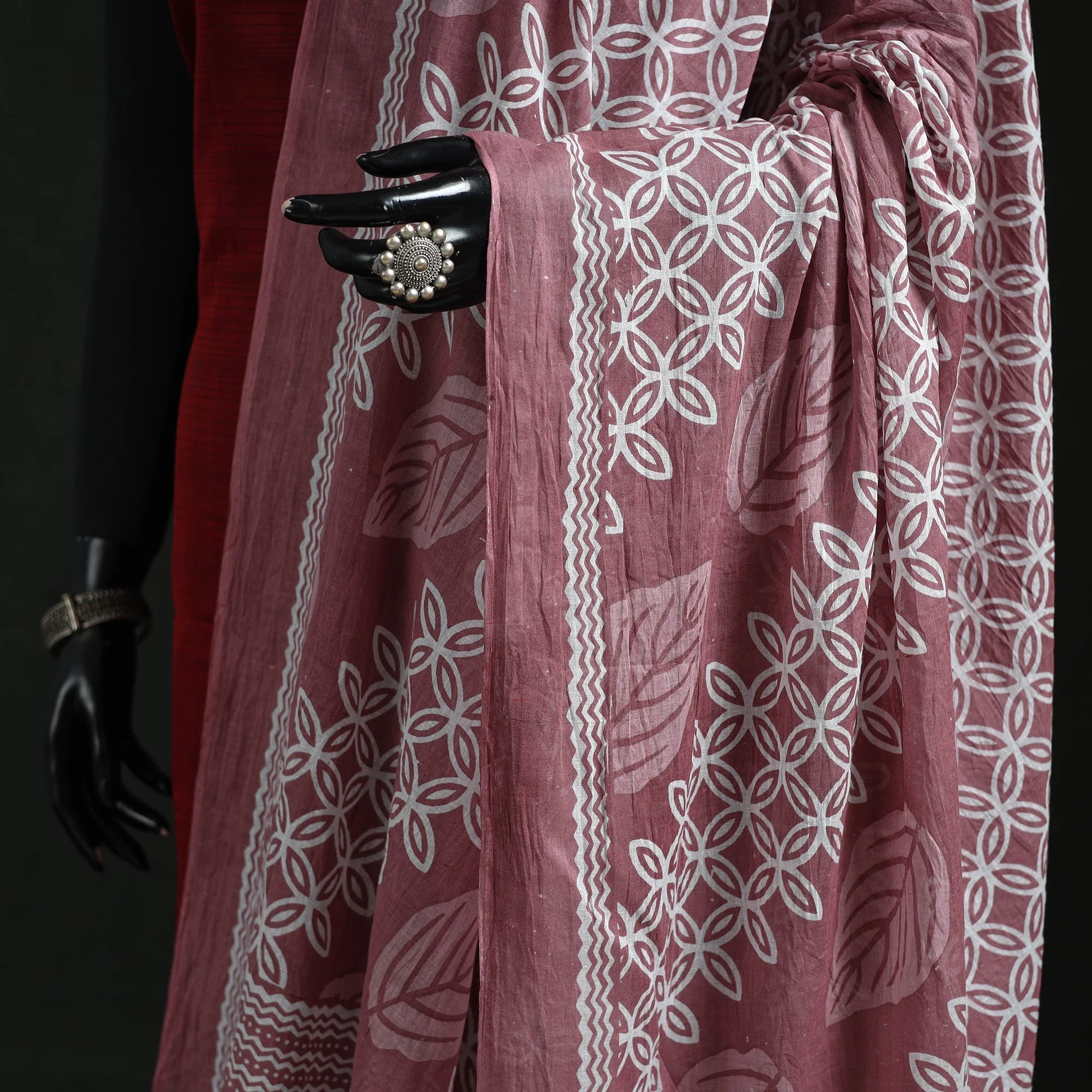 Pink - Cotton Jaipur Printed Dupatta 86 - Image 3