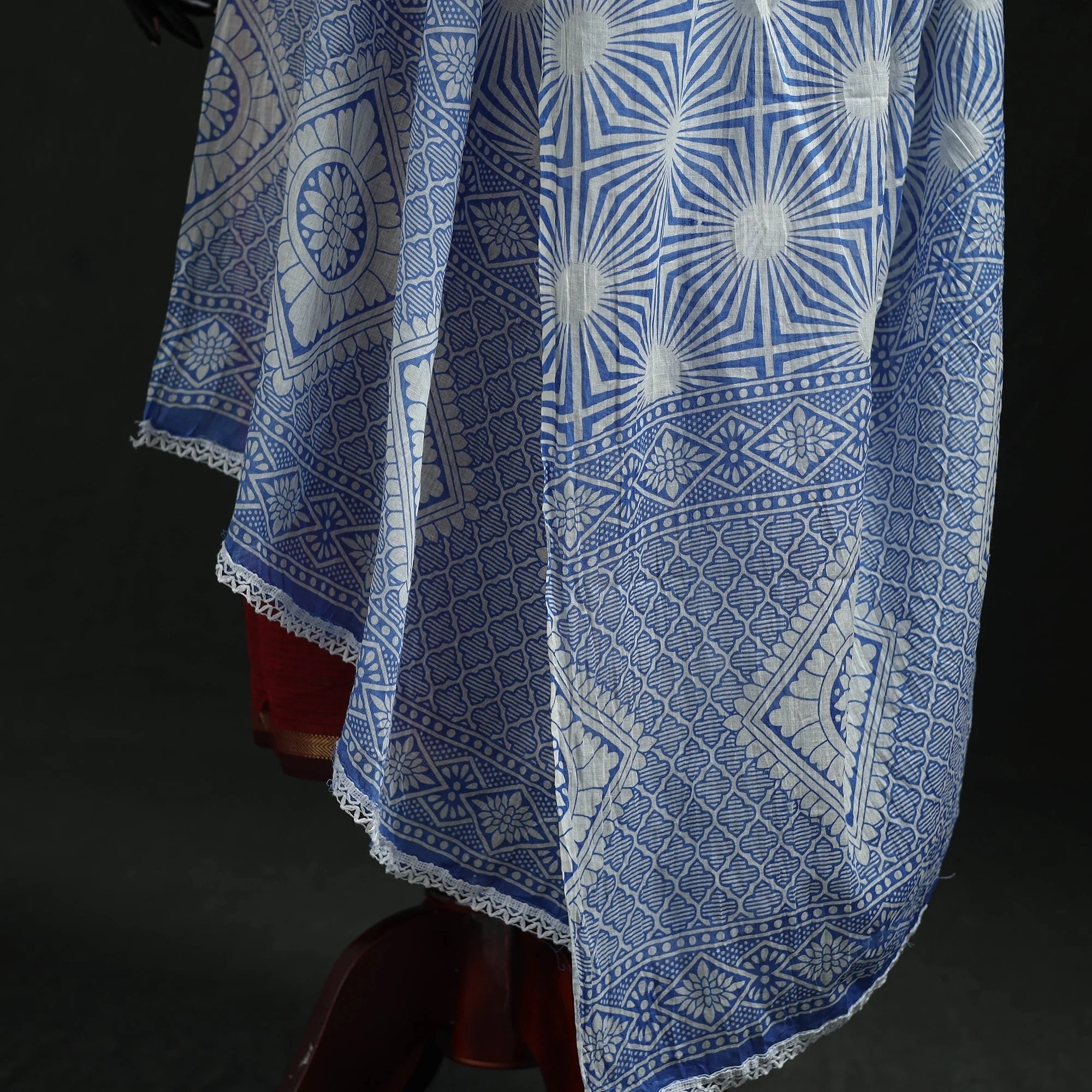 Blue - Cotton Jaipur Printed Dupatta 89 - Image 4