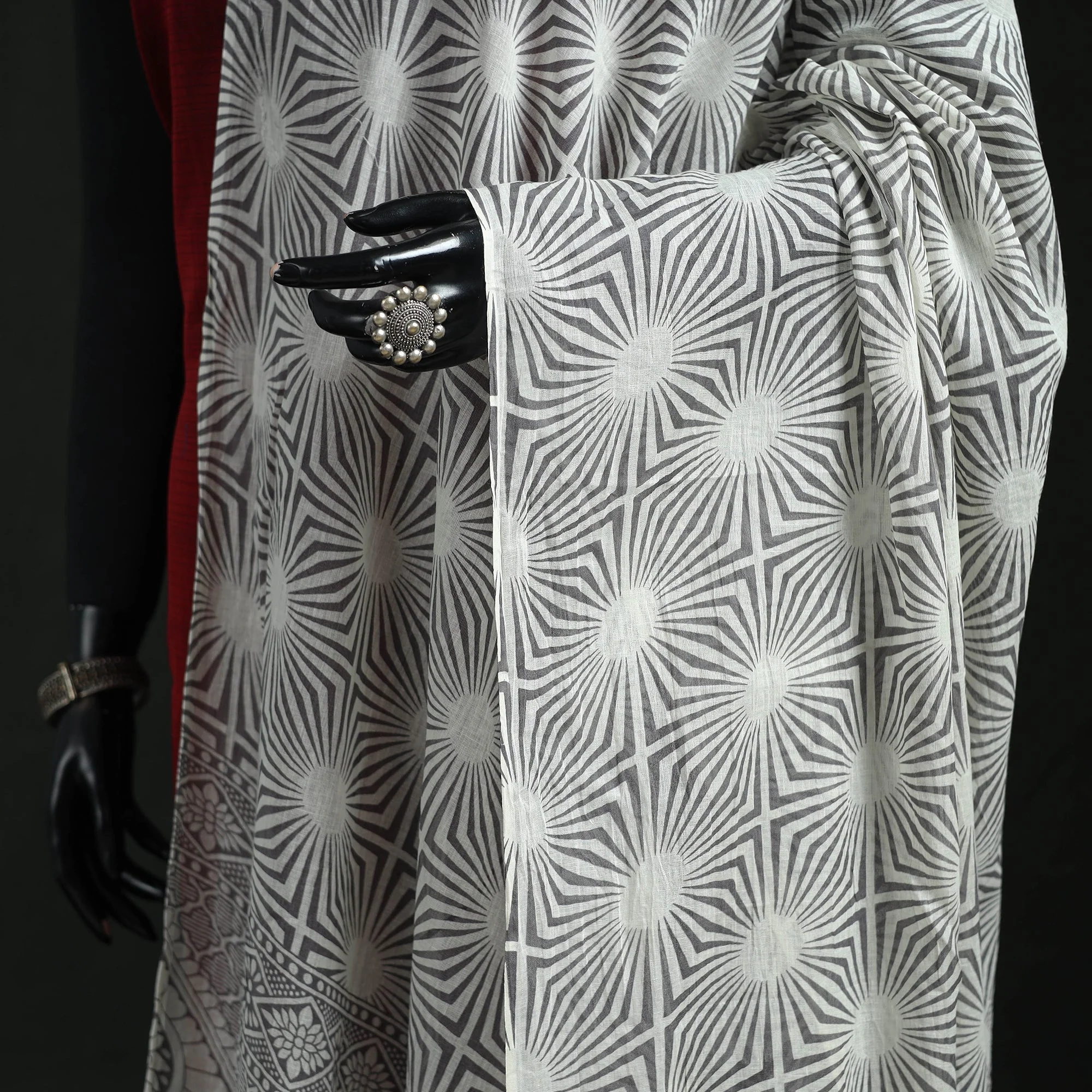 Grey - Cotton Jaipur Printed Dupatta 93 - Image 3