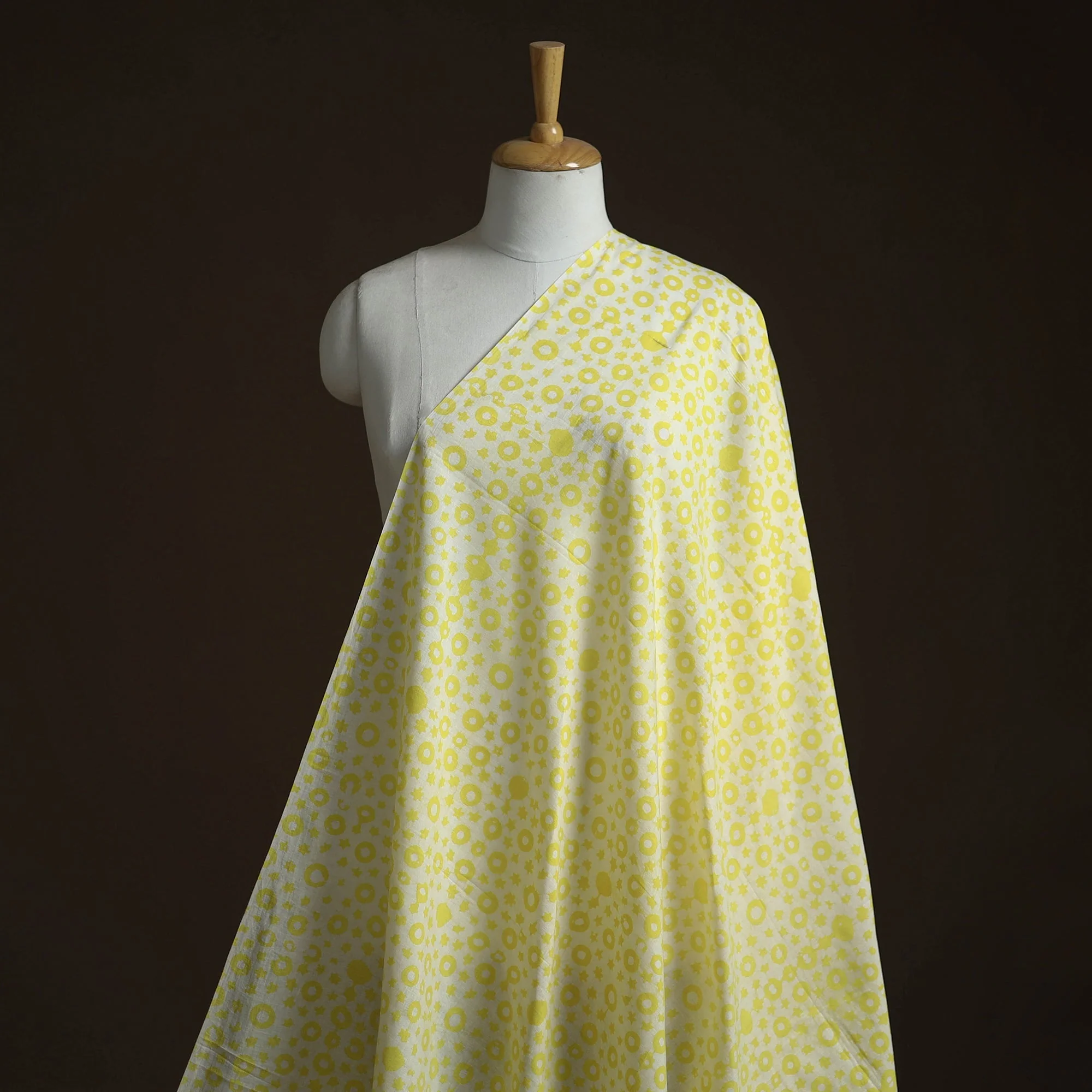 Yellow - Cotton Kutch Hand Block Batik Print Fabric 19