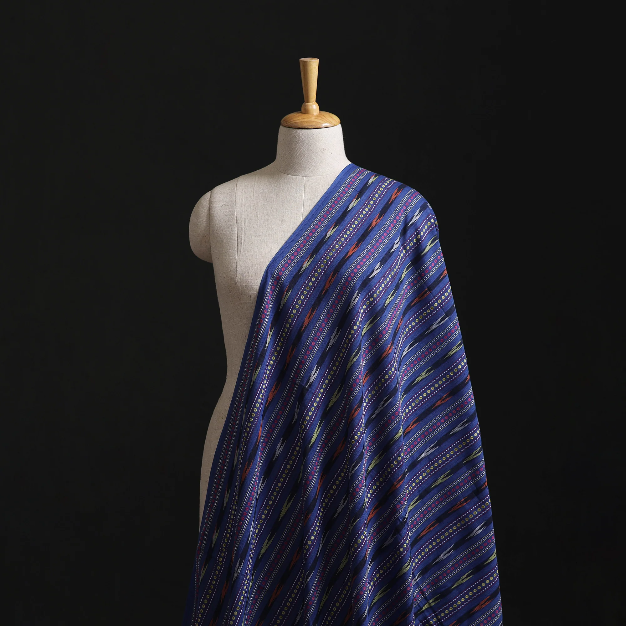 Blue - Cotton Pochampally Dabi Ikat Fabric 02