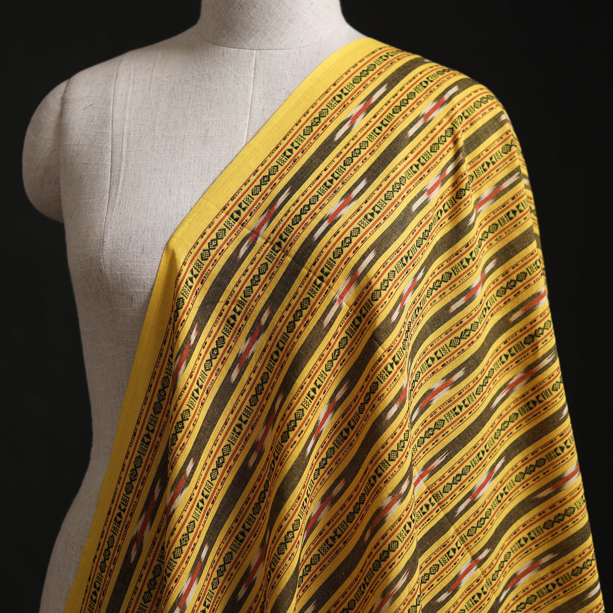 Yellow - Cotton Pochampally Dabi Ikat Fabric 04 - Image 2