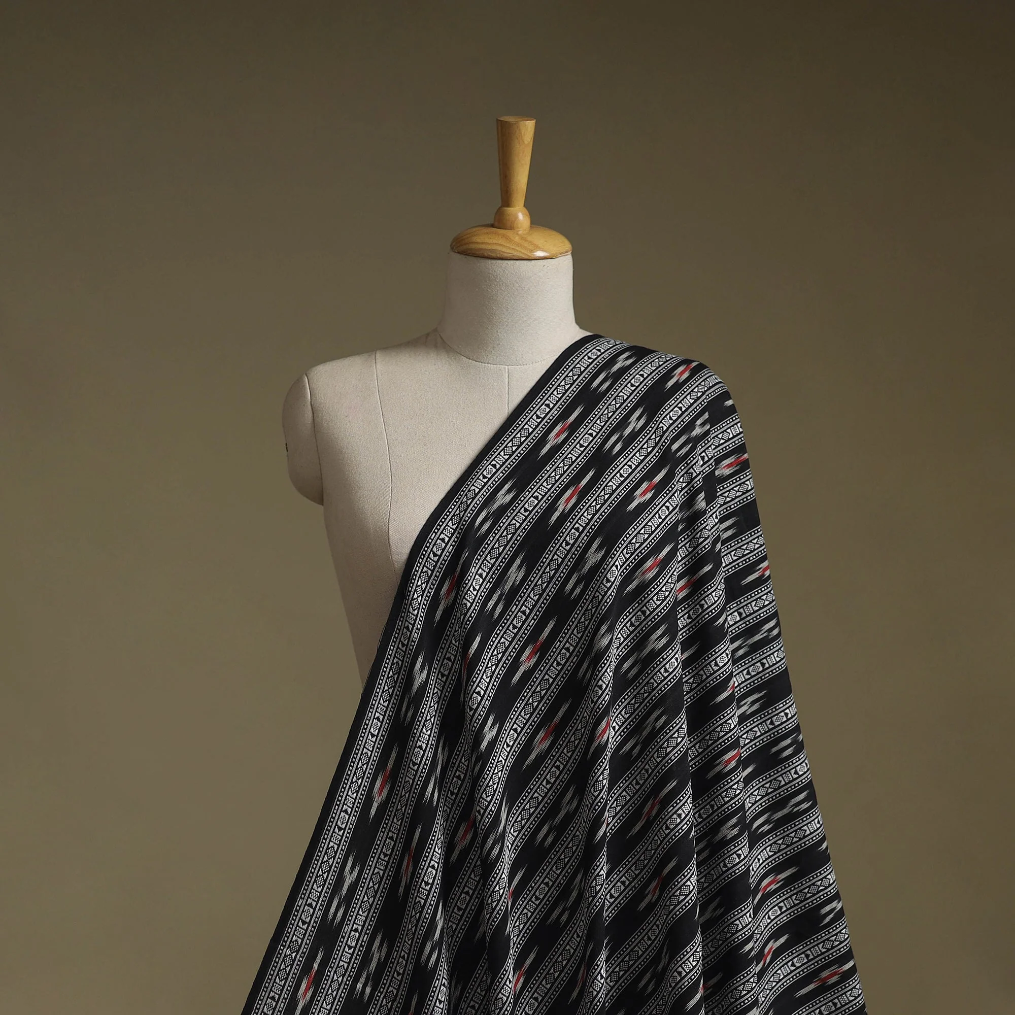 Black - Cotton Pochampally Dabi Ikat Fabric 07