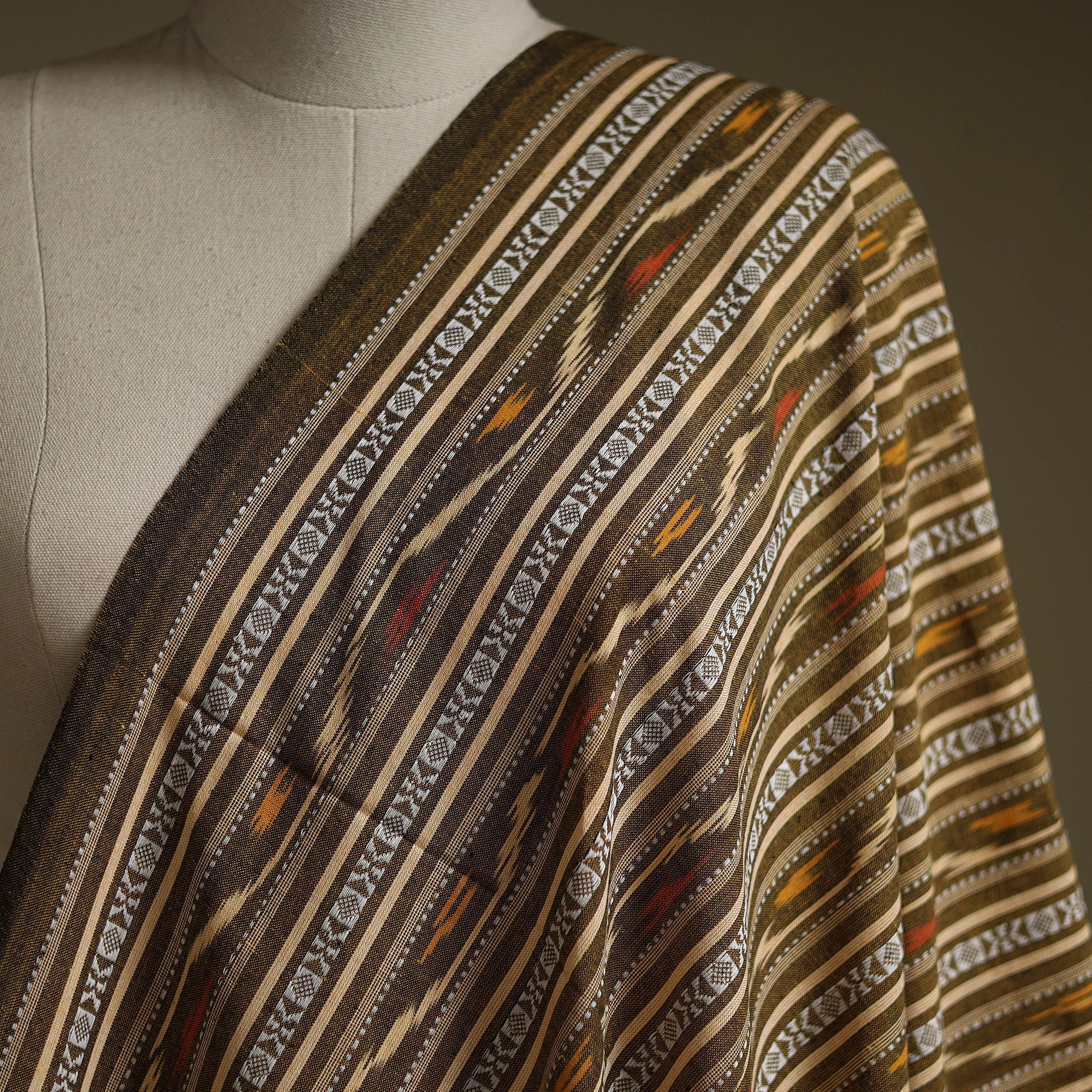 Green - Cotton Pochampally Dabi Ikat Fabric 10 - Image 2