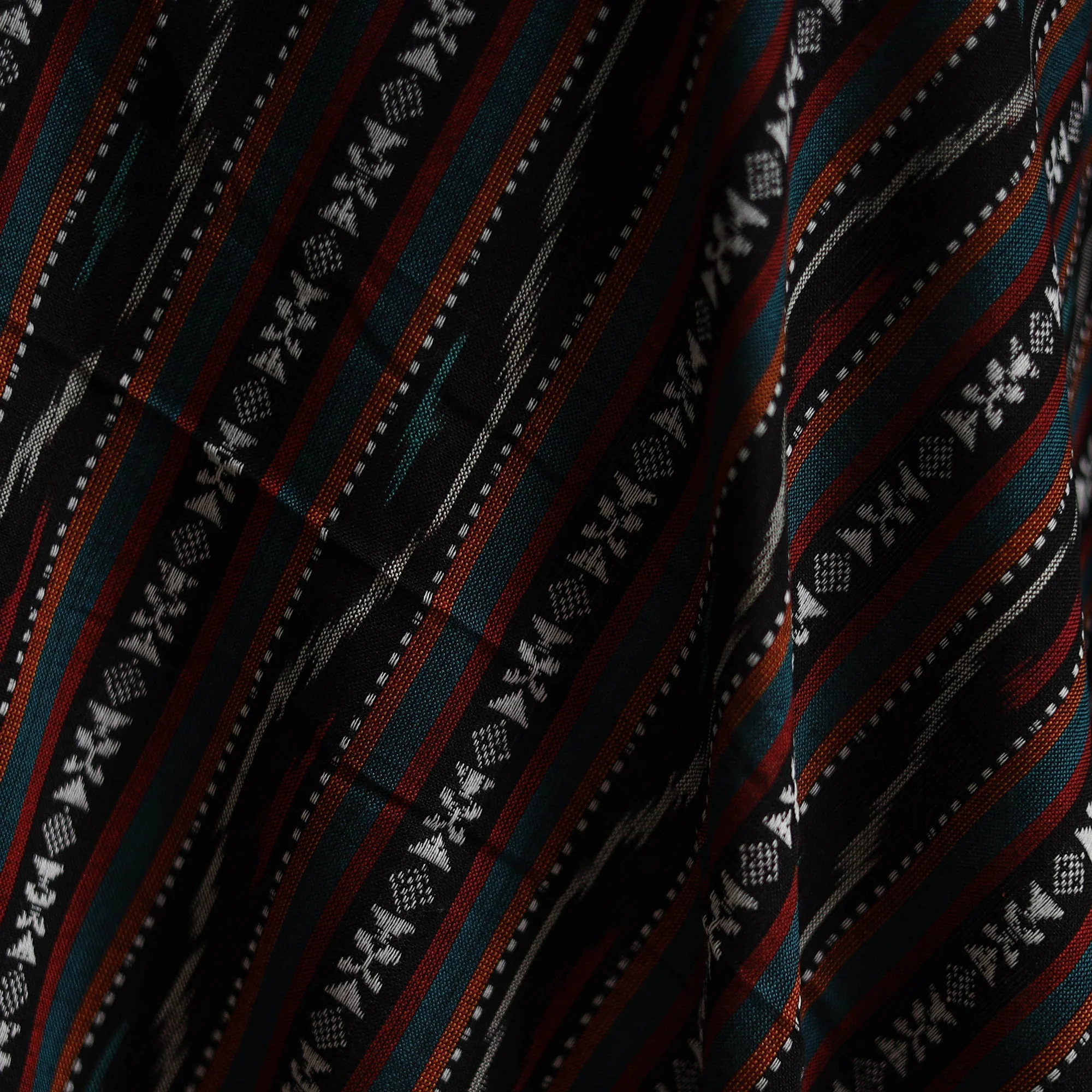 Black - Cotton Pochampally Dabi Ikat Fabric 11 - Image 3