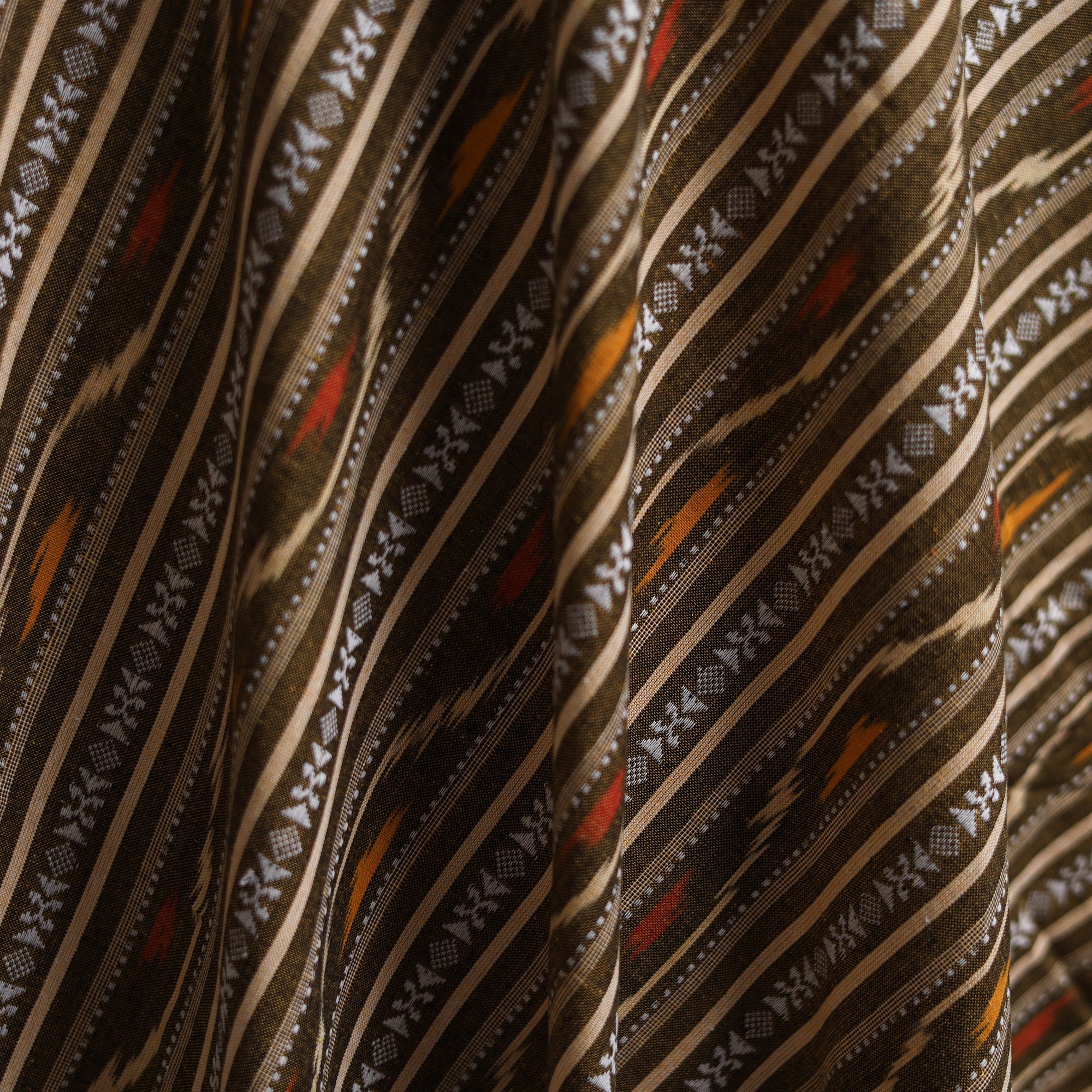 Green - Cotton Pochampally Dabi Ikat Fabric 14 - Image 3