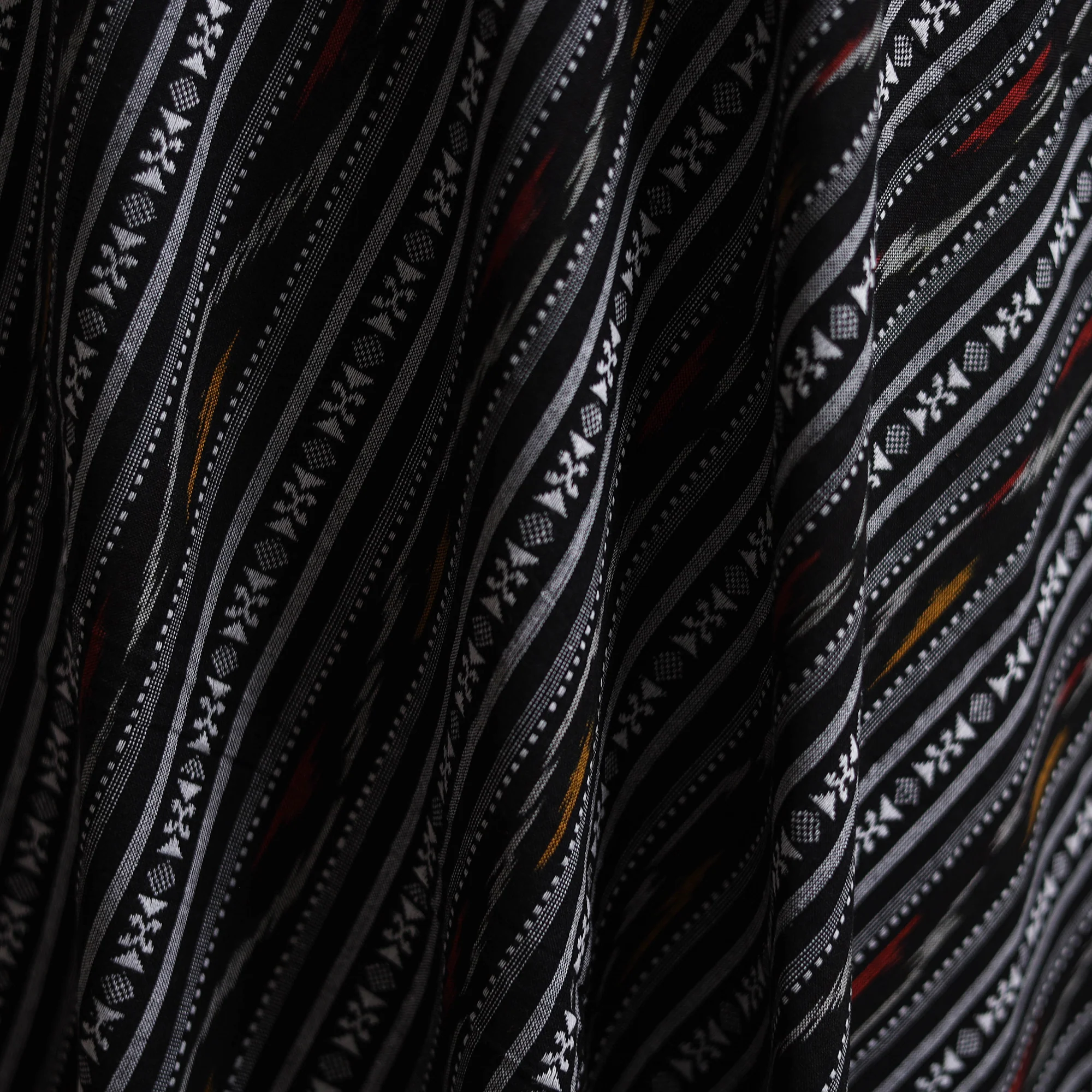 Black - Cotton Pochampally Dabi Ikat Fabric 16 - Image 3