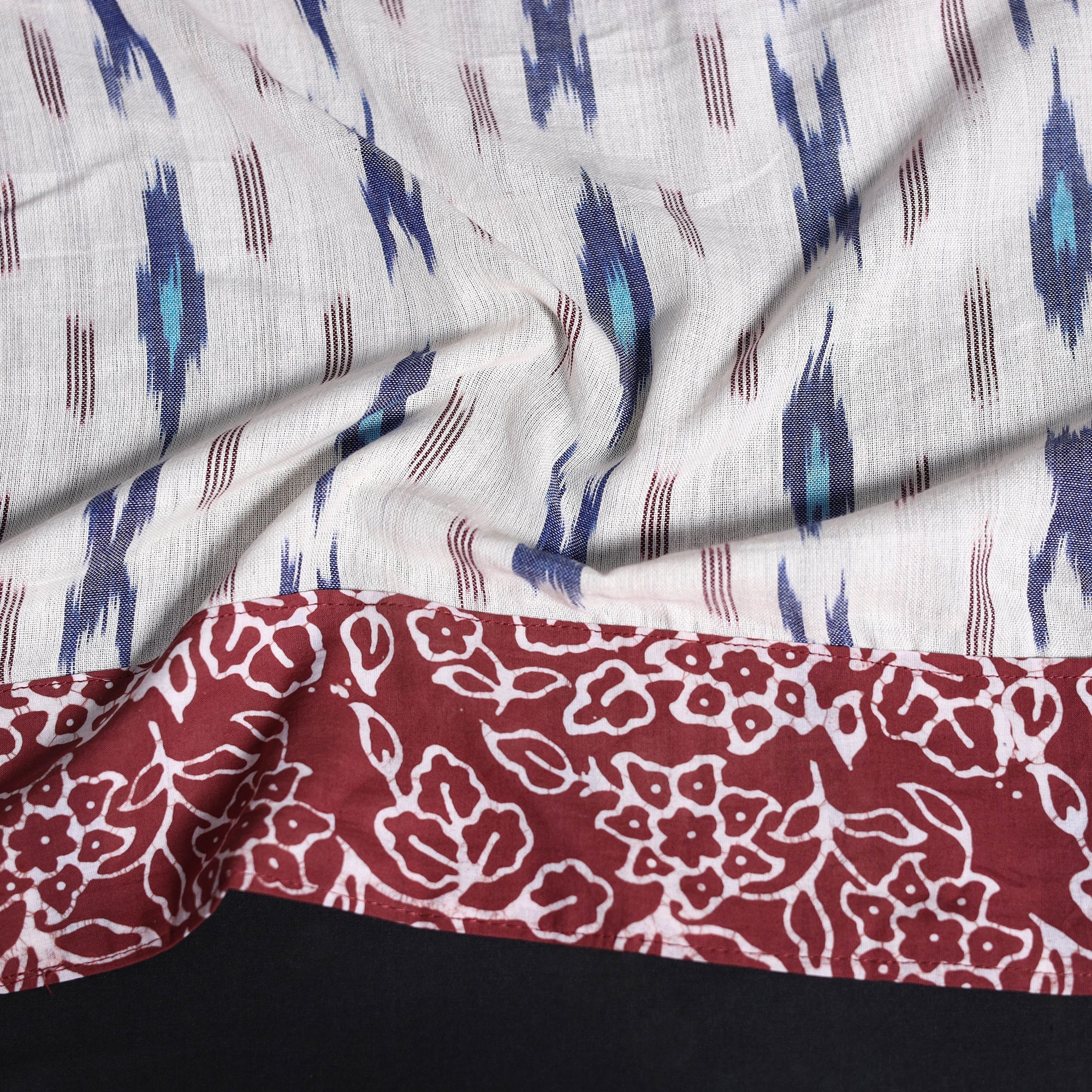 White - Cotton Pochampally Ikat Blouse Piece 29 - Image 3