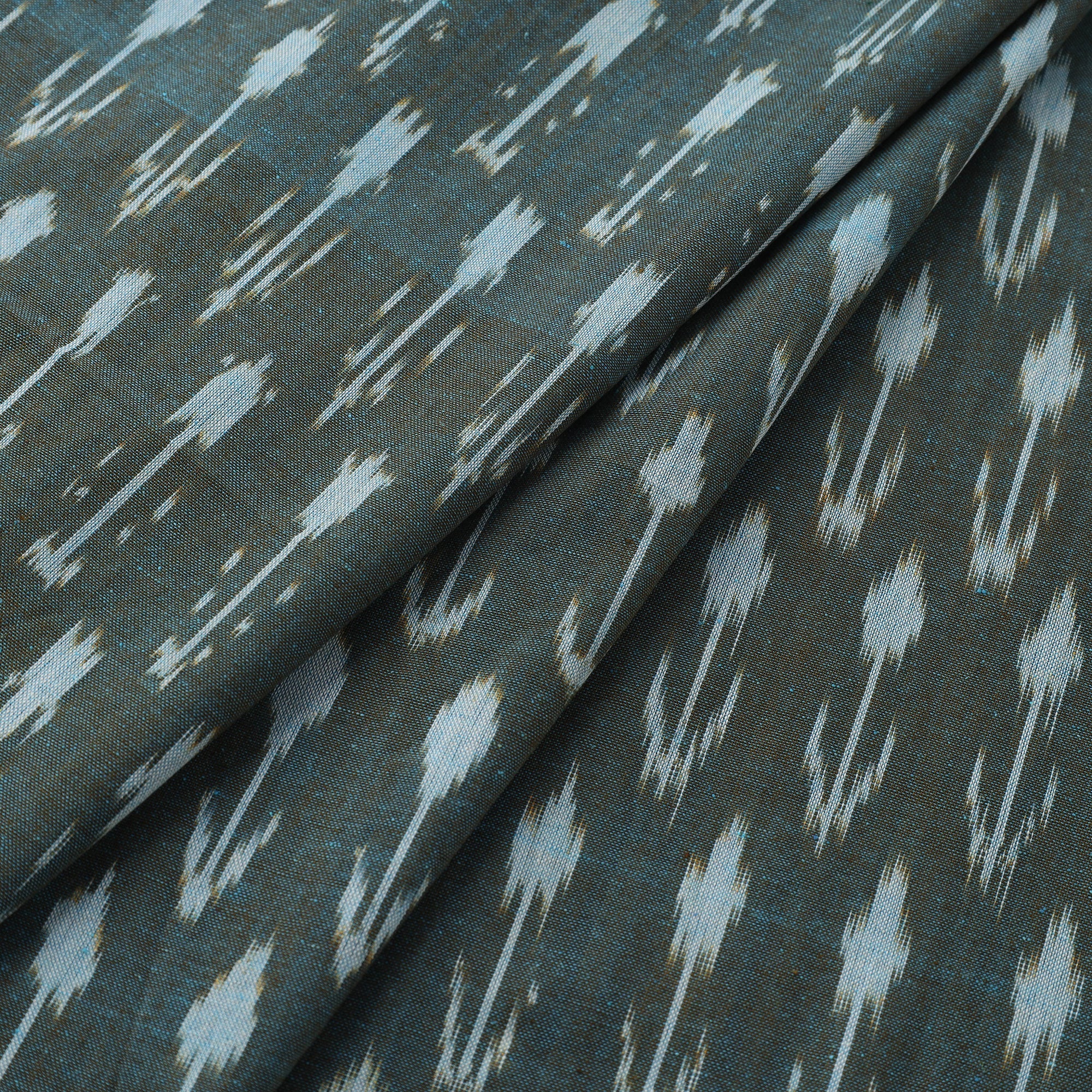 Green - Cotton Pochampally Ikat Fabric 02 - Image 2