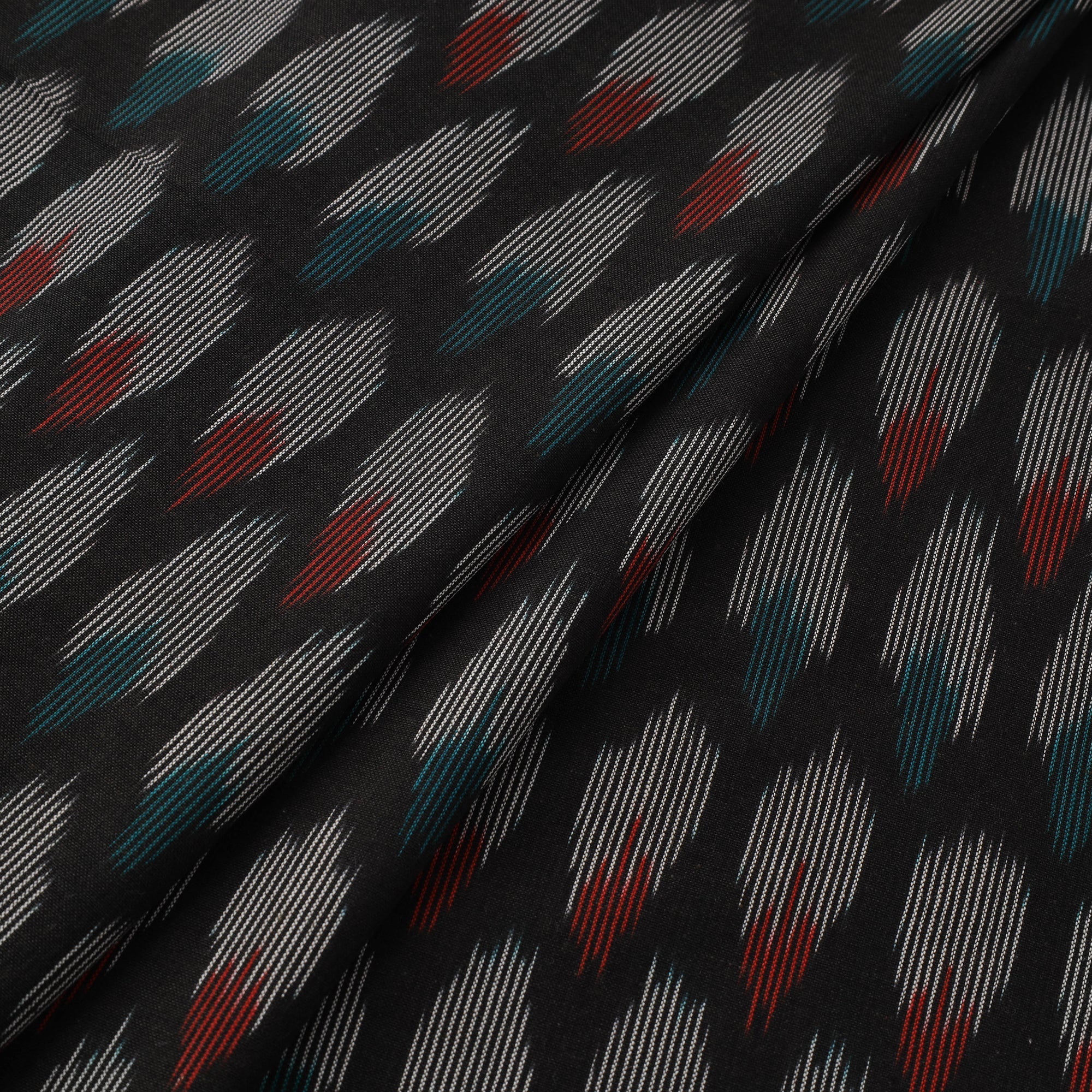 Black - Cotton Pochampally Ikat Fabric 12 - Image 2